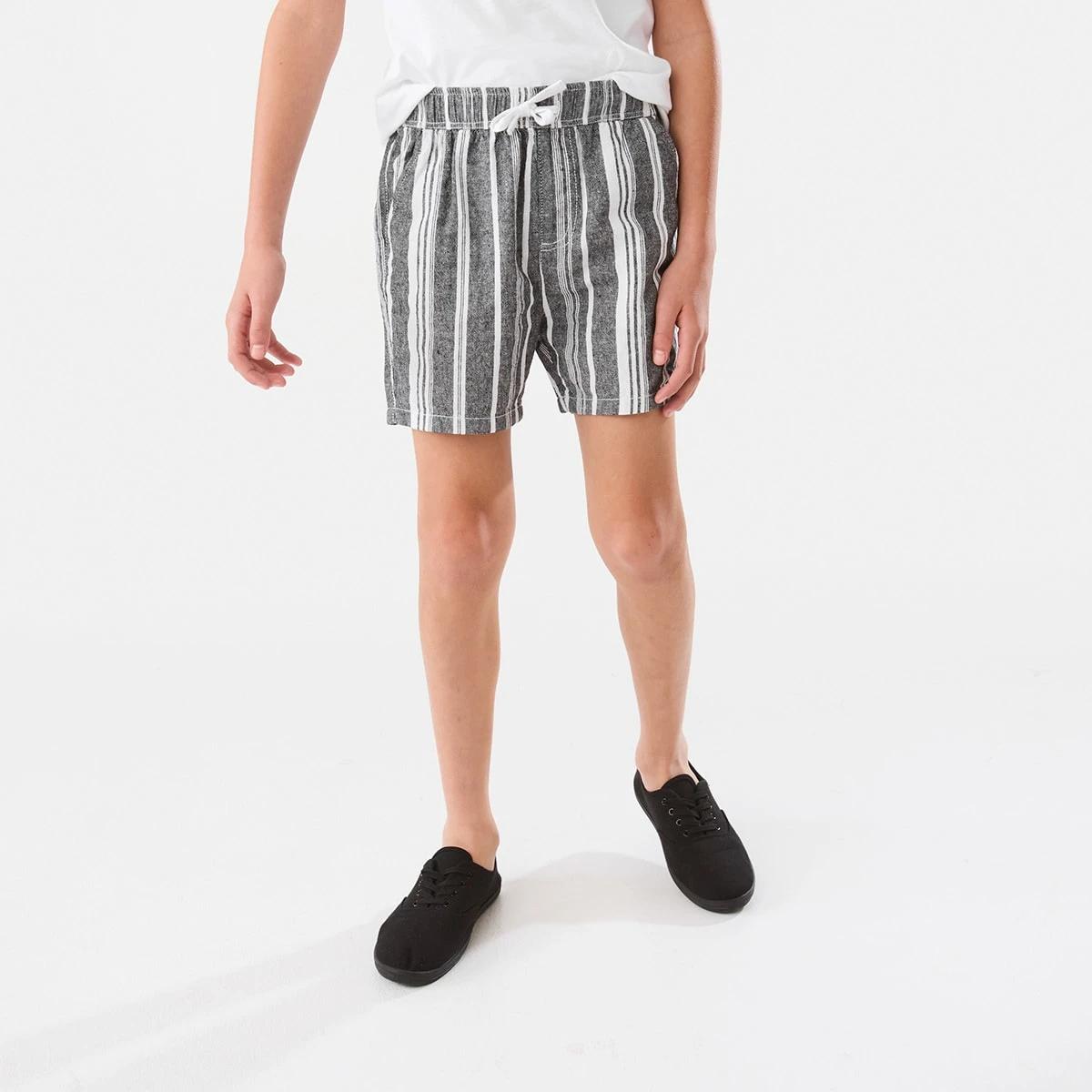 1 Linen Shorts Blk Stripe, 1 of 7