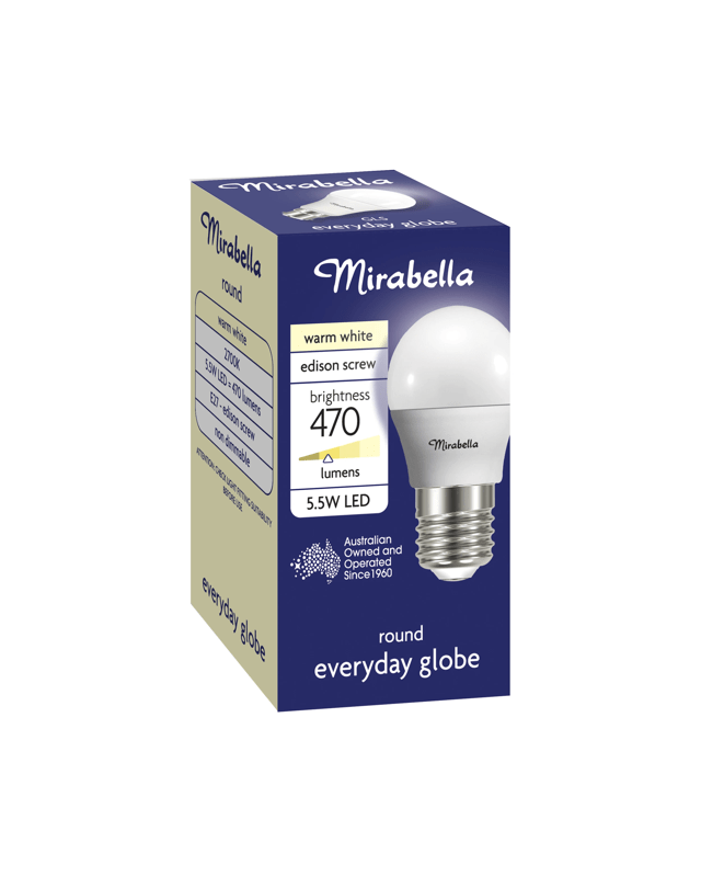 Mirabella E27 5.5W Warm White LED Round Everyday G