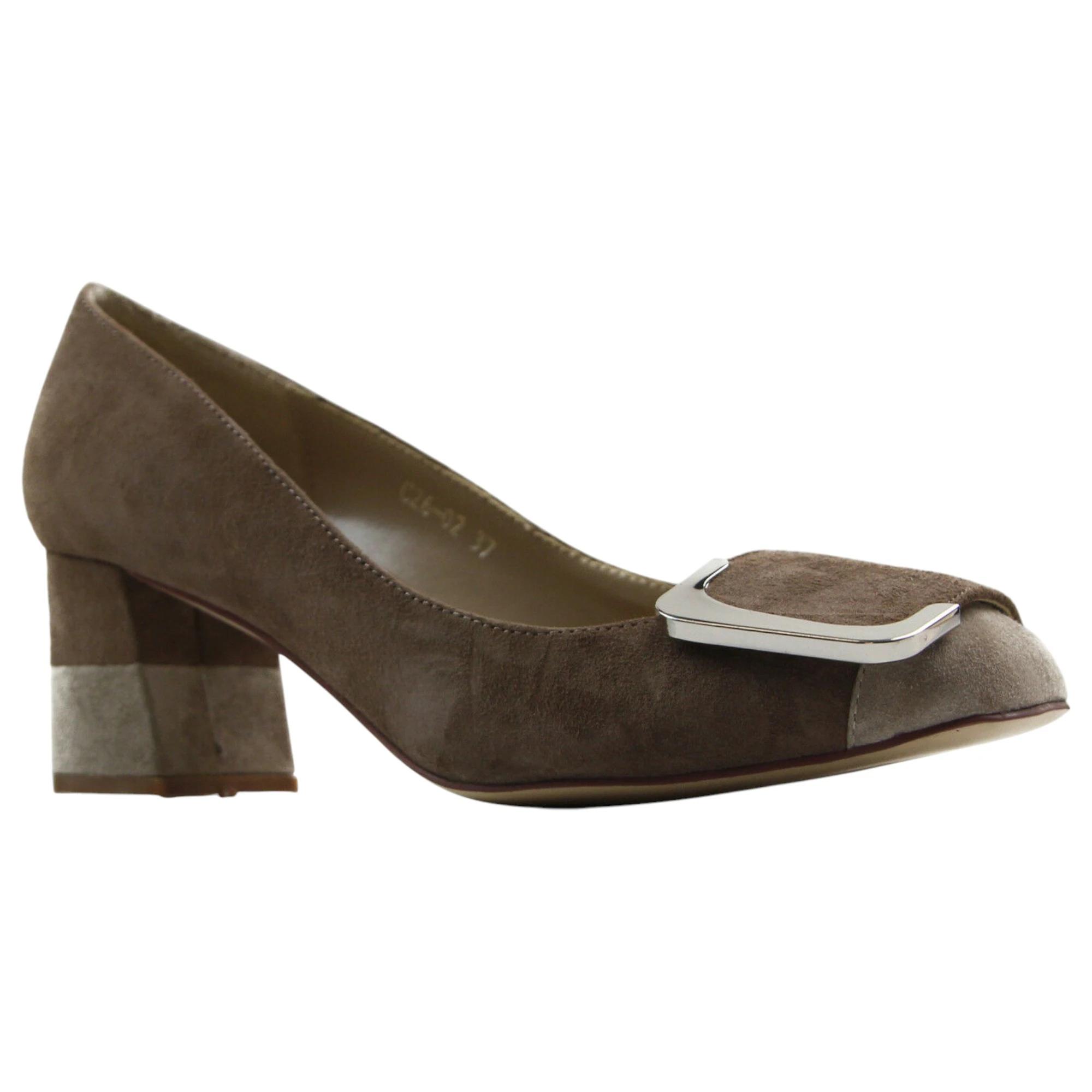 1 Zasel Hope Ladies Womens Suede Leather Low Heel Casual Dress Shoes BEIGE, 1 of 3