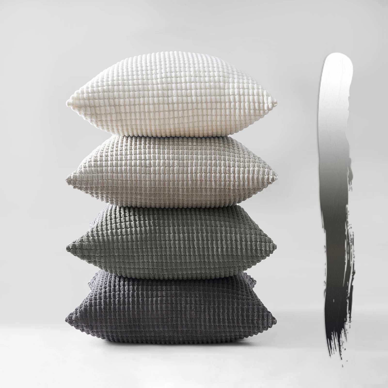 2 Gioia Casa 4-Pack Corduroy Corn Grain Inspired Cushion Covers 30x50cm - Grey, 2 of 4