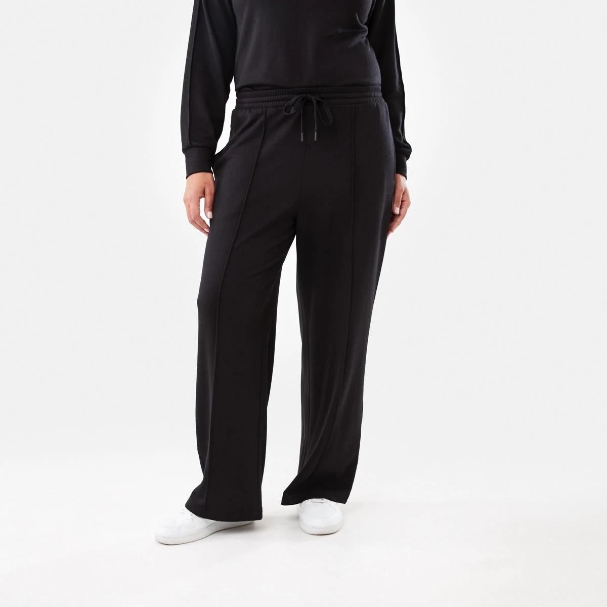 1 Soft Touch Wide Leg Trackpants Black, 1 of 5