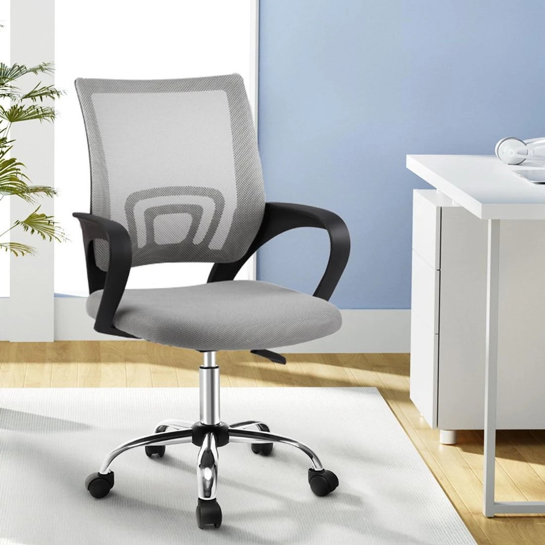 3 Artiss Mesh Office Chair Mid Back - Grey, 3 of 8