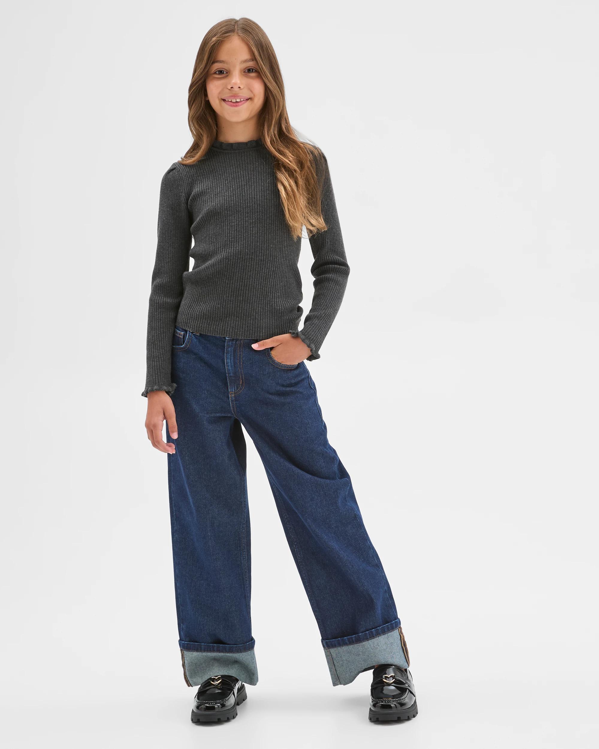 2 Target Kids Long Sleeve Rib Knit Top CHARCOAL, 2 of 7