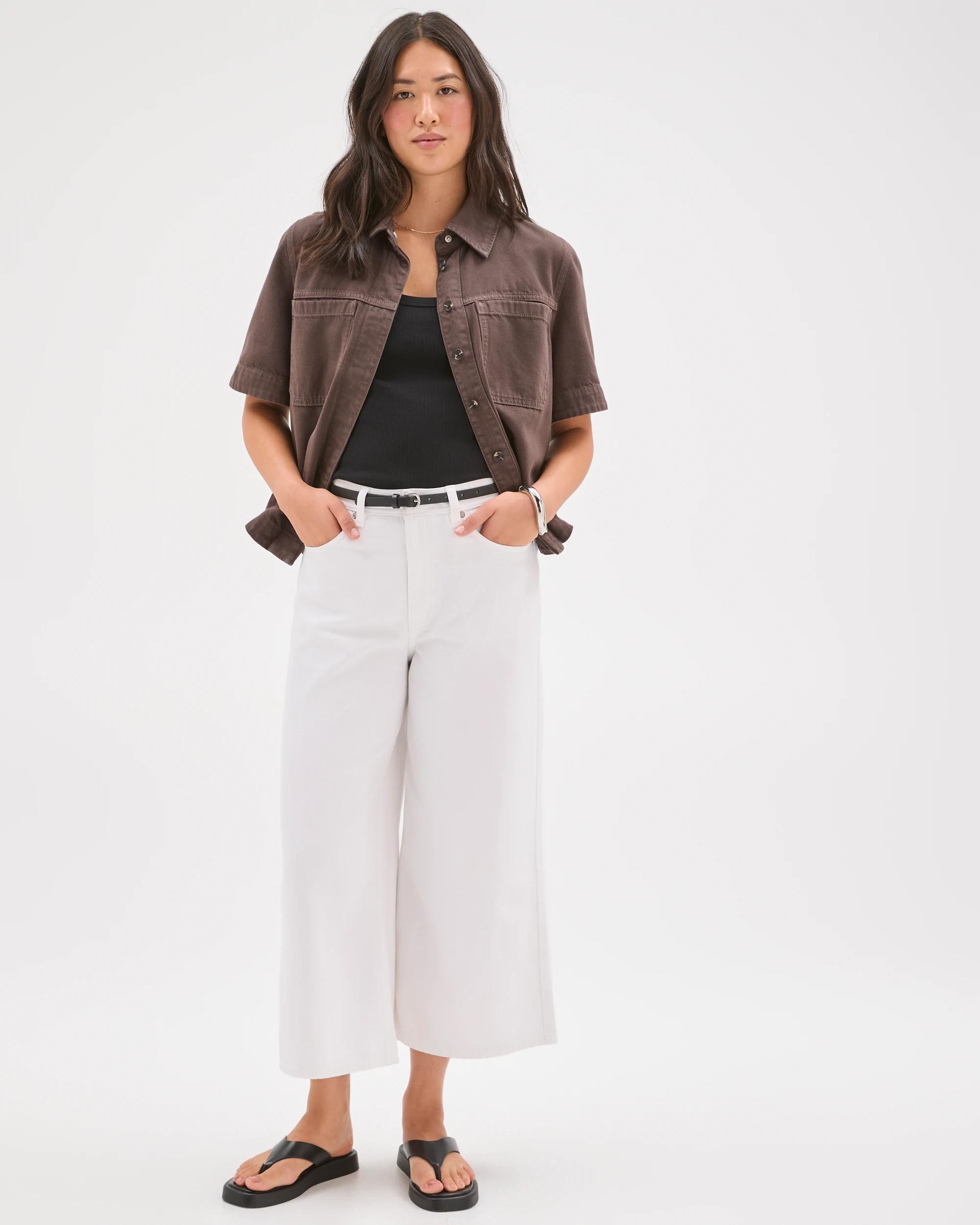 2 Target Denim Cotton Blend Culotte Denim Pants WHITE, 2 of 7