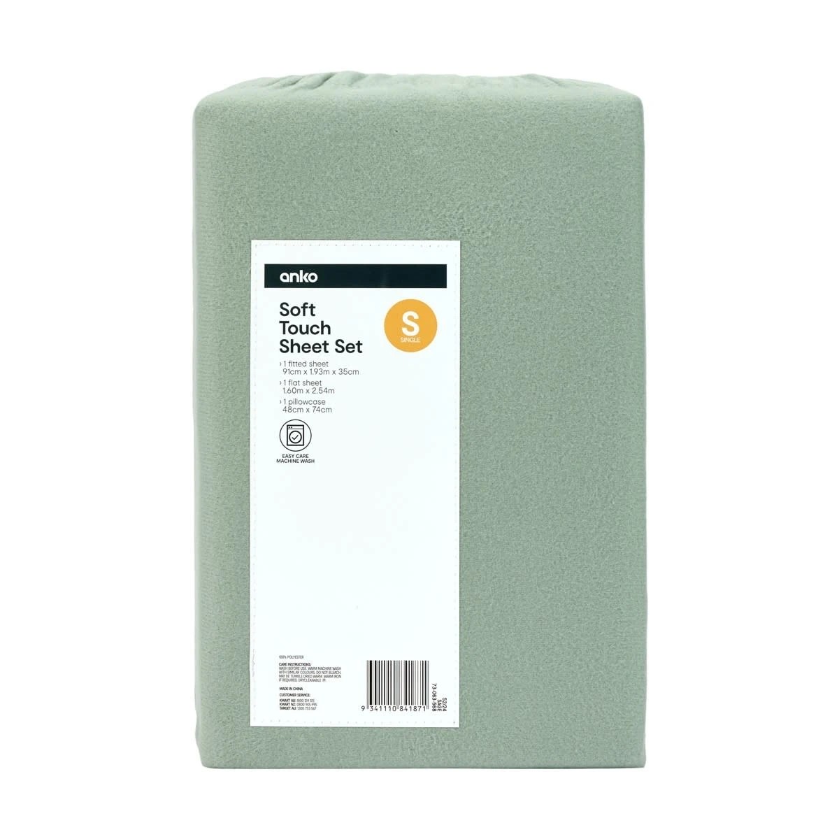 7 Soft Touch Sheet Set - Single Bed, Sage, 7 of 7