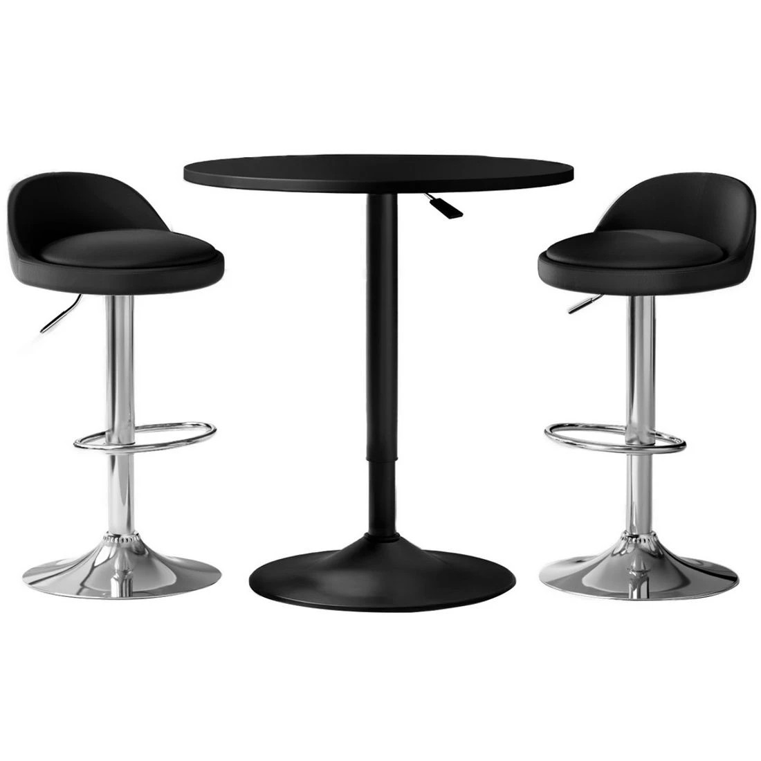 1 Artiss Bar Table and Stools Set Dining Desk Kitchen Chairs Cafe Pub - Black, 1 of 6