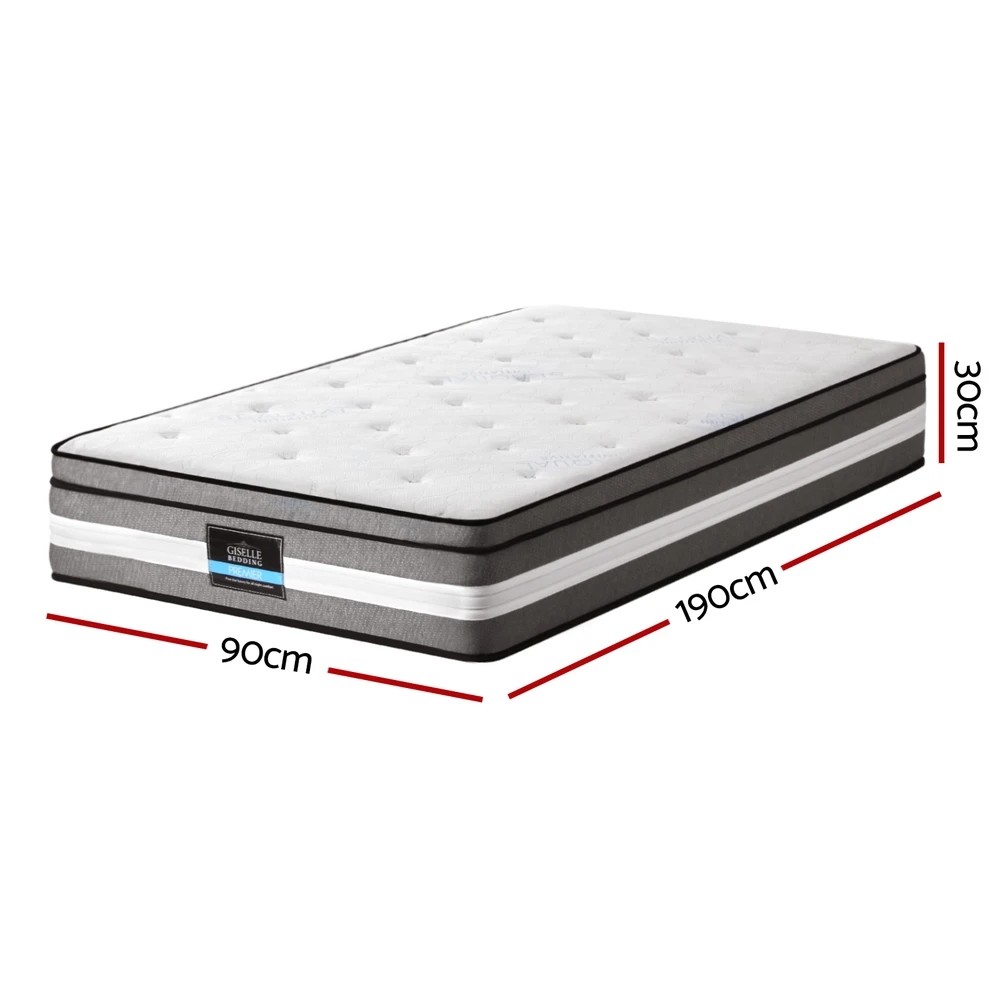 2 Giselle Bedding 30cm Seaqual Fabric Mattress Gel Foam Pocket Spring Single Size - Multi, 2 of 6