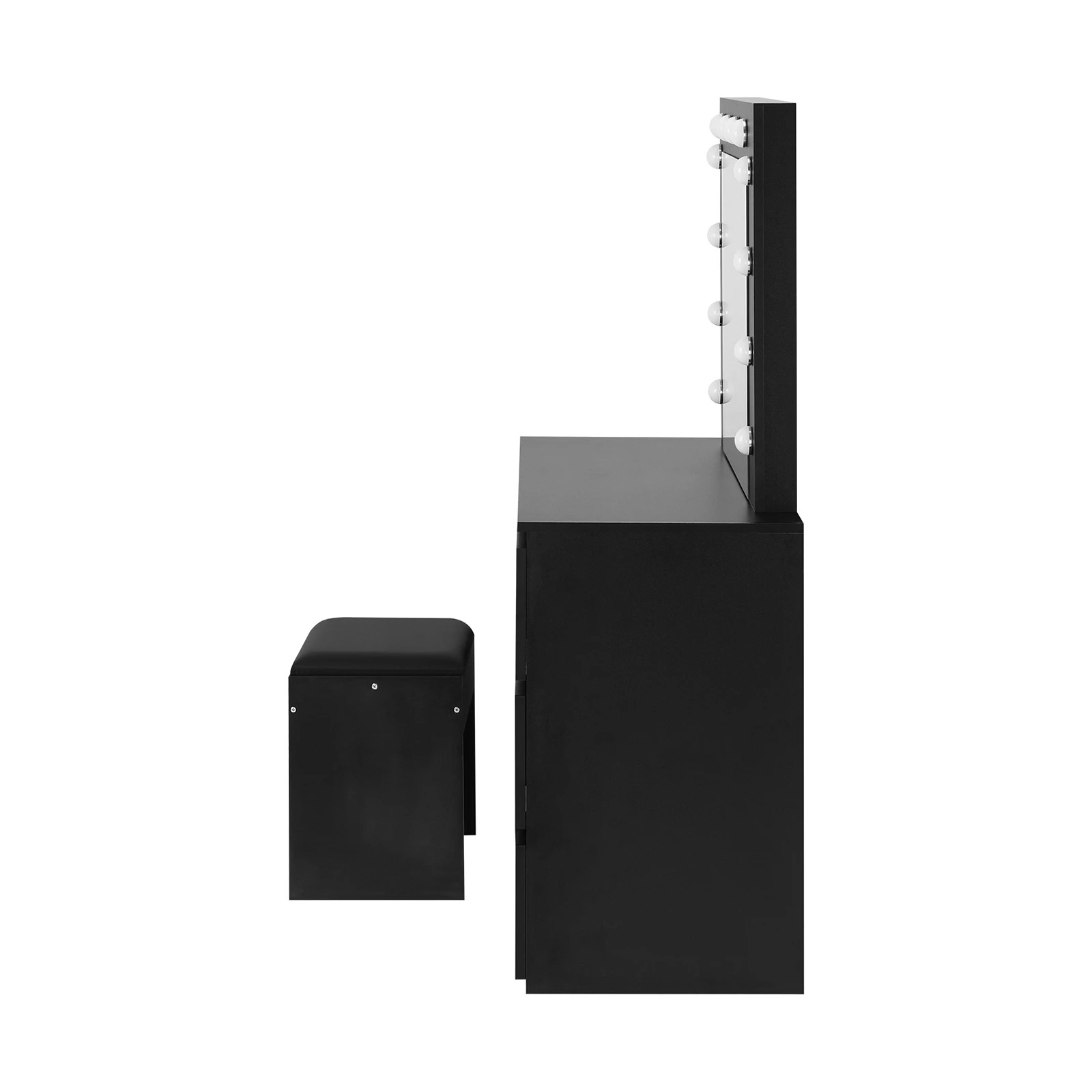 8 Oikiture Dressing Table Stool Set Makeup Desk Mirror Storage 12 Led Bulbs
 - Black, 8 of 9