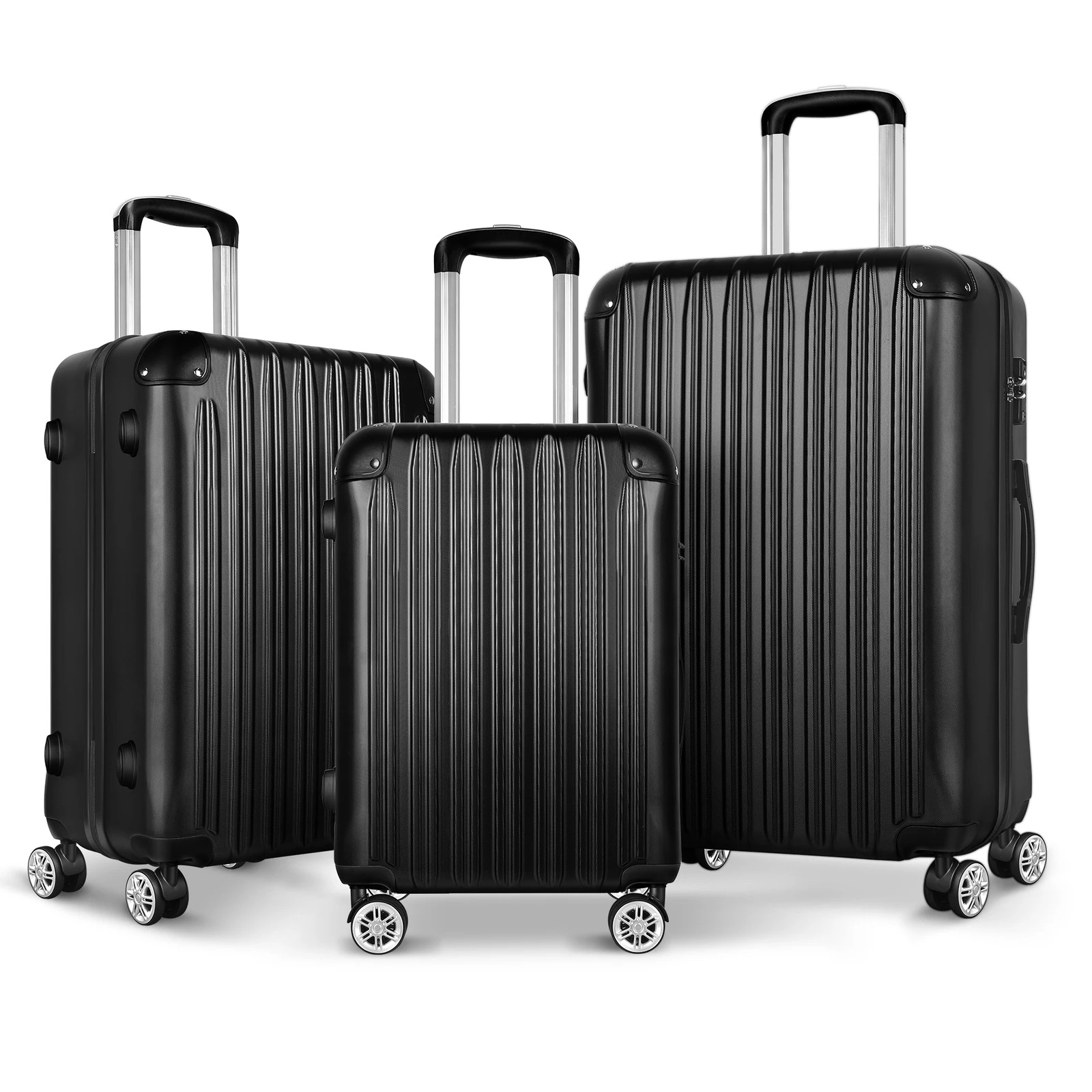 1 Alfordson Luggage Suitcase Sets 3PCS Trolley TSA Carry on Hard Case - Black, 1 of 10