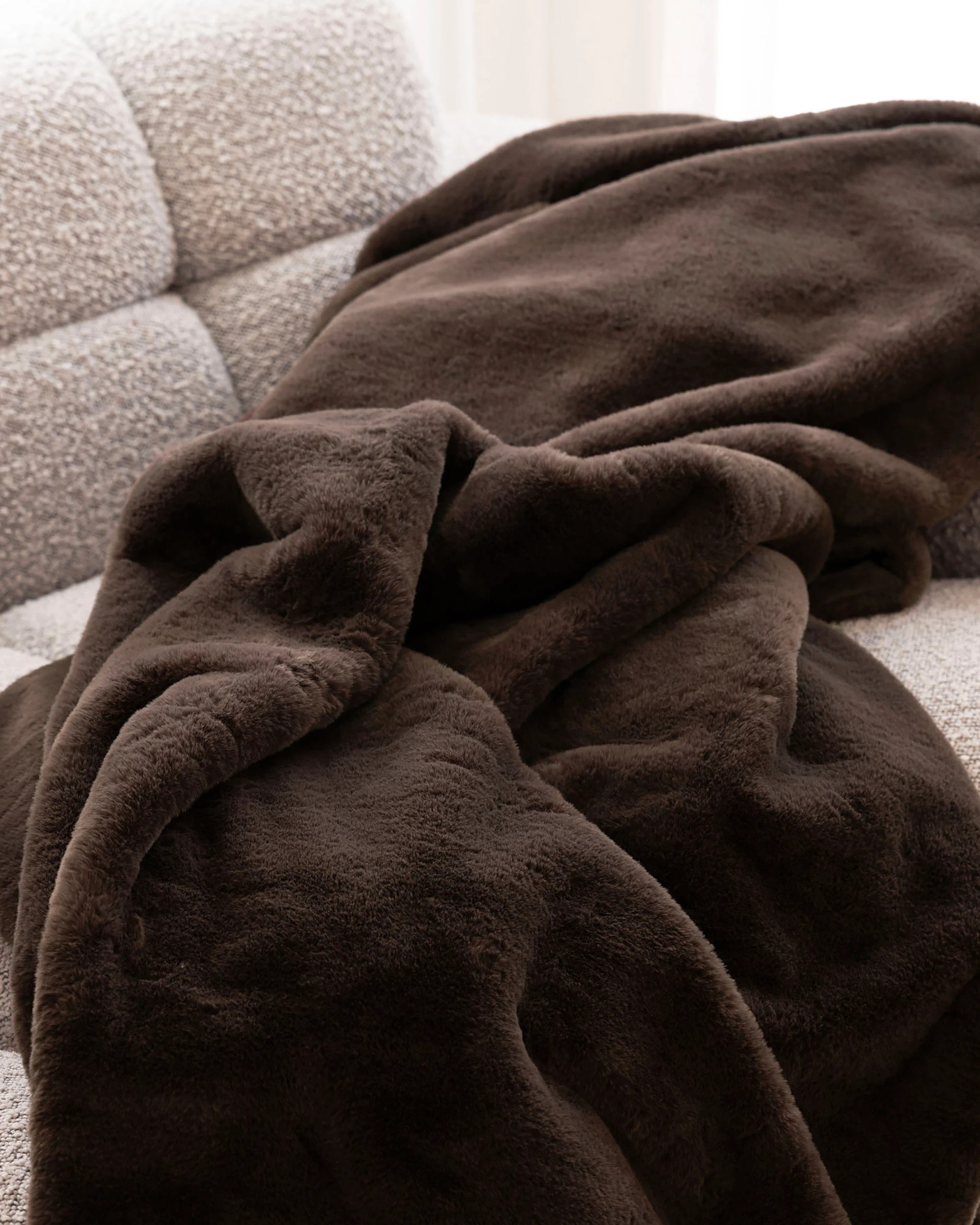2 Bambury Frida Soft Thick Faux Fur Throw Chocolate - Brown, 2 of 3