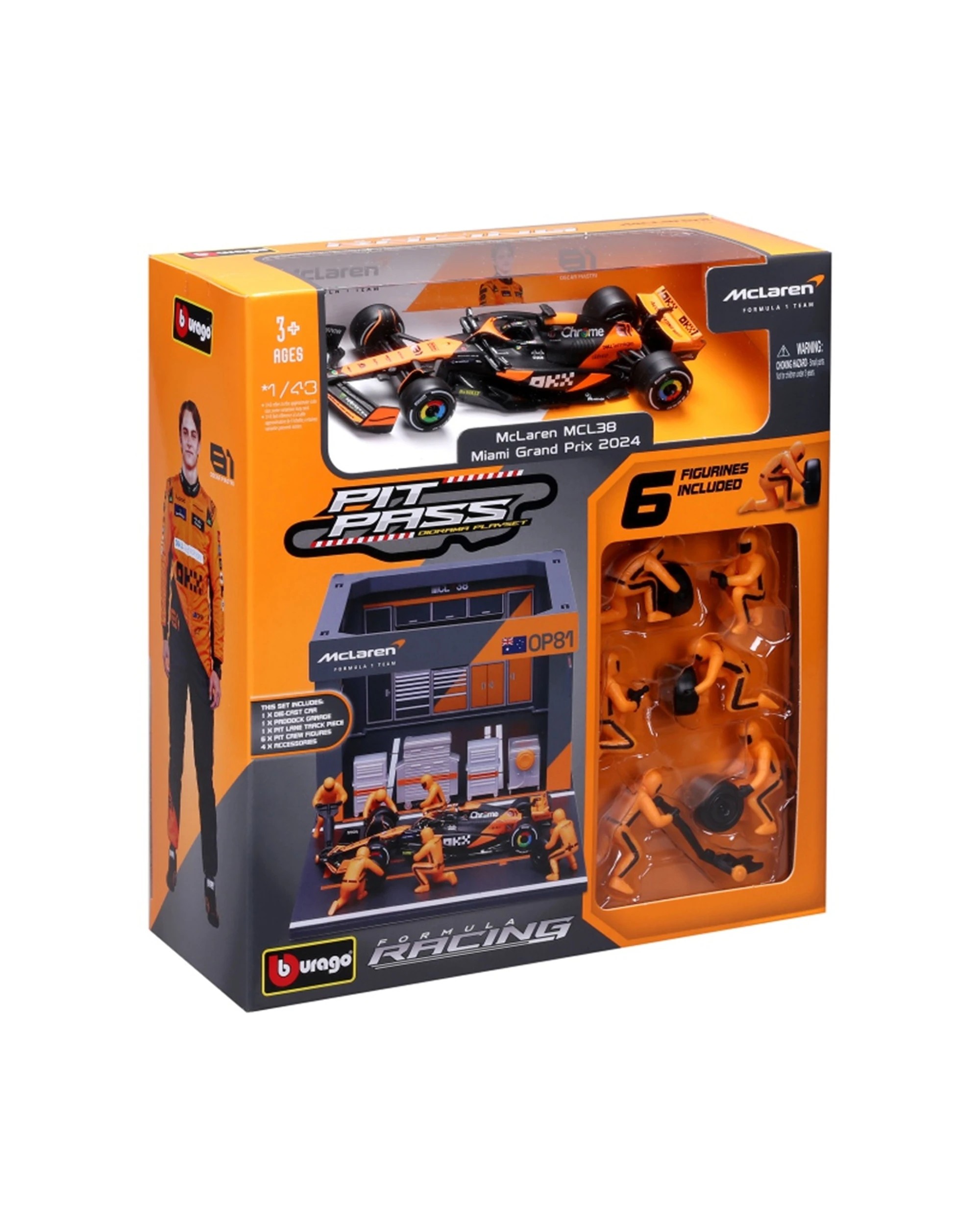 Bburago 2024 McLaren Pit Pass Competition F1 Piastri 81 Car Model ...