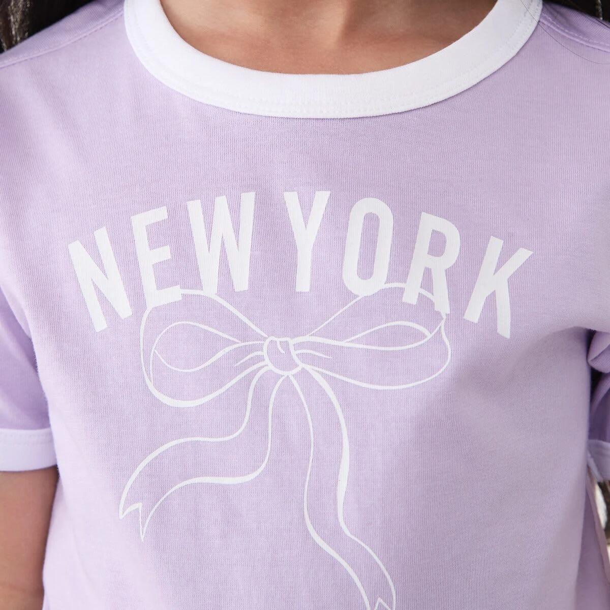 4 Ringer T-shirt NEW YORK BOW PASTEL LILAC, 4 of 6
