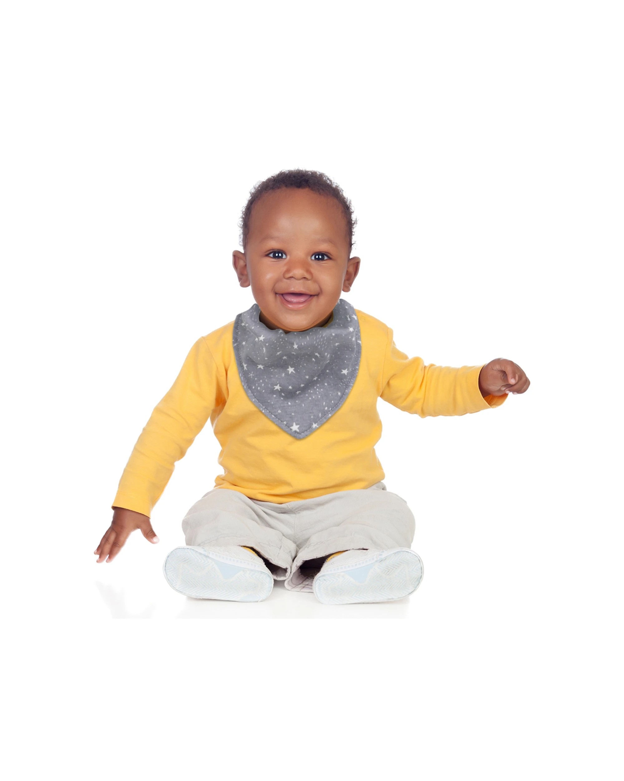 4 8pc The Peanutshell Cotton Bandana Baby Feeding Bib Set - Grey, 4 of 4