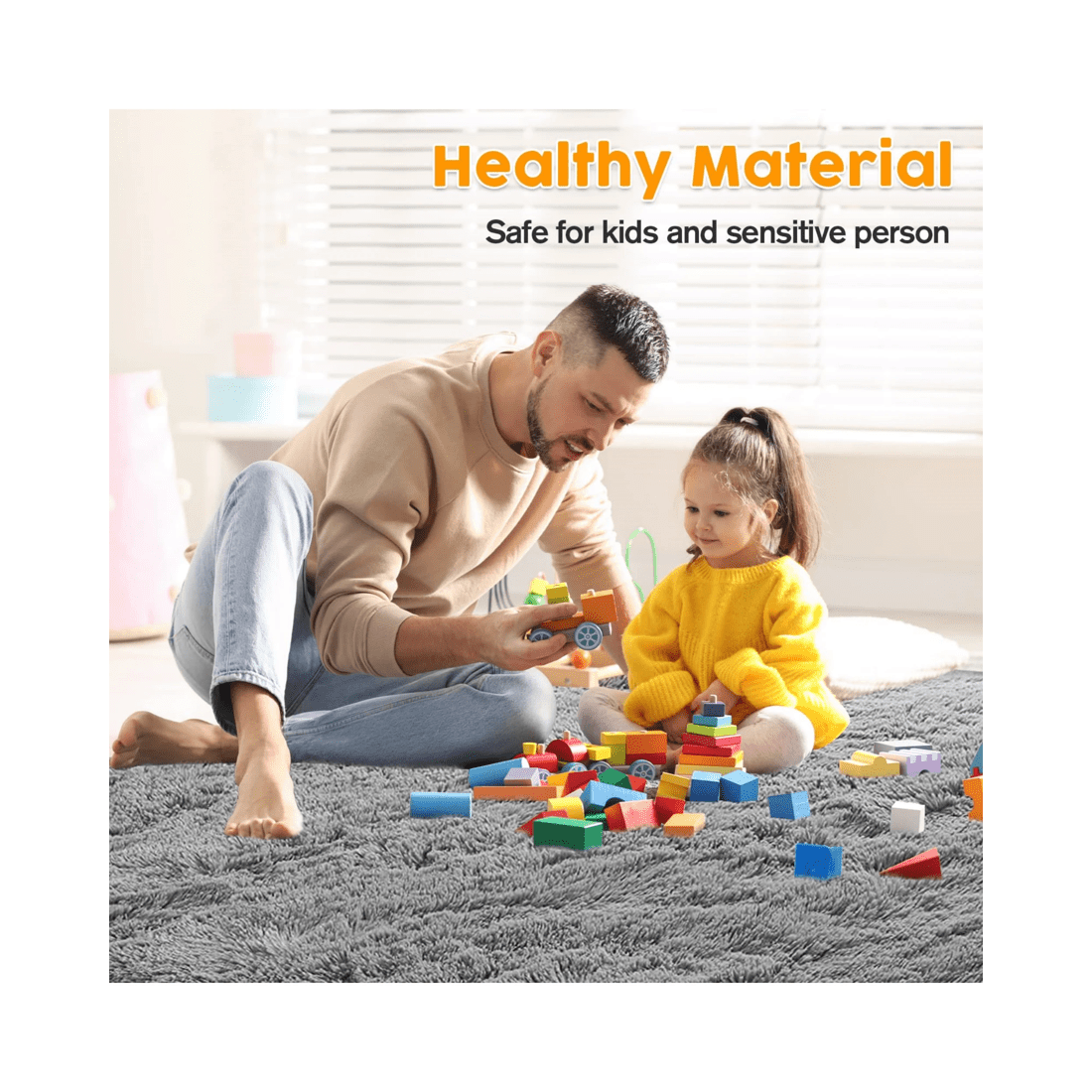 6 Advwin Non-slip Shaggy Rugs Floor Rug Living Room Bedroom Mat Large Carpet Grey 160*230cm, 6 of 8