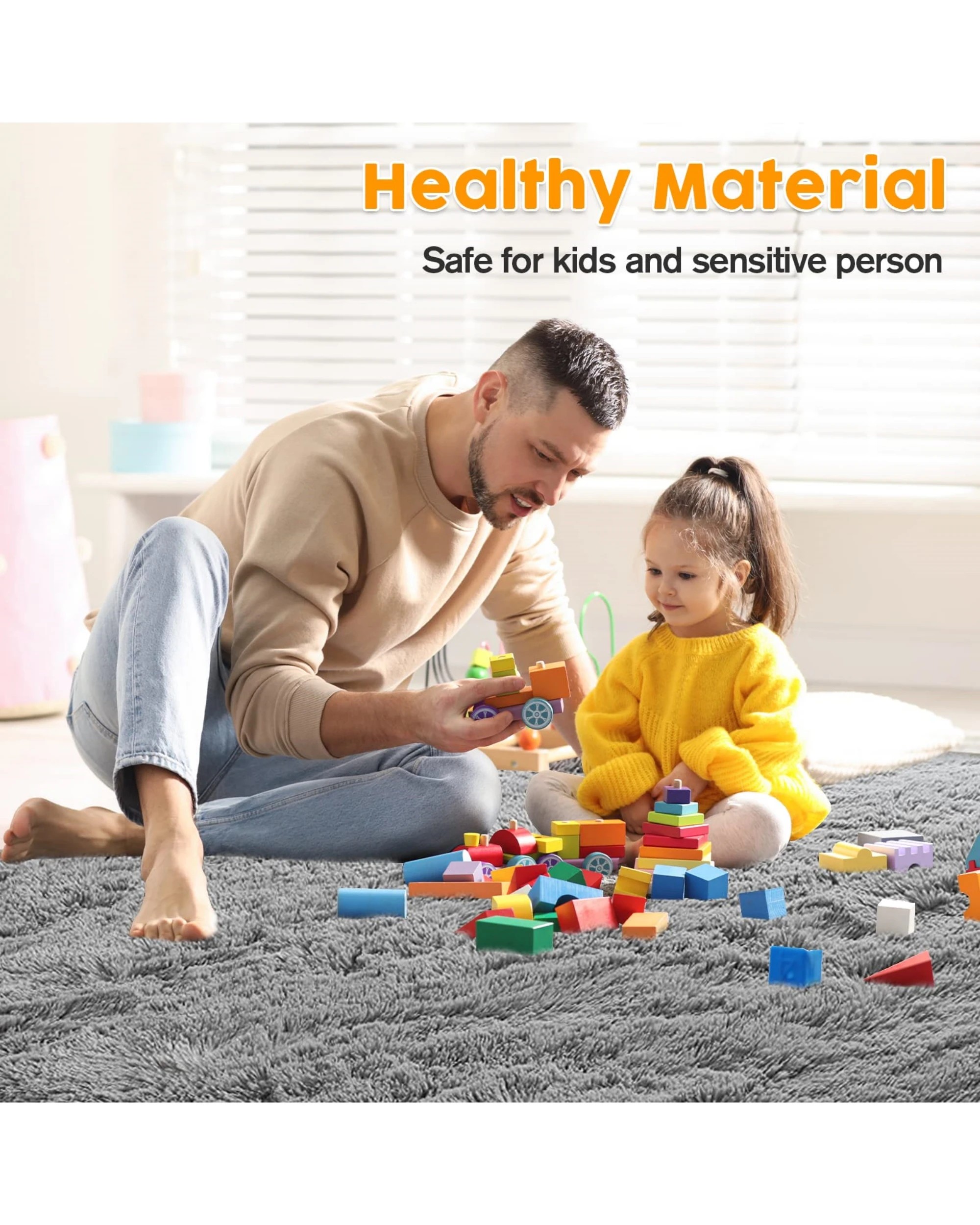 6 Advwin Non-slip Shaggy Rugs Floor Rug Living Room Bedroom Mat Large Carpet Grey 160*230cm, 6 of 8