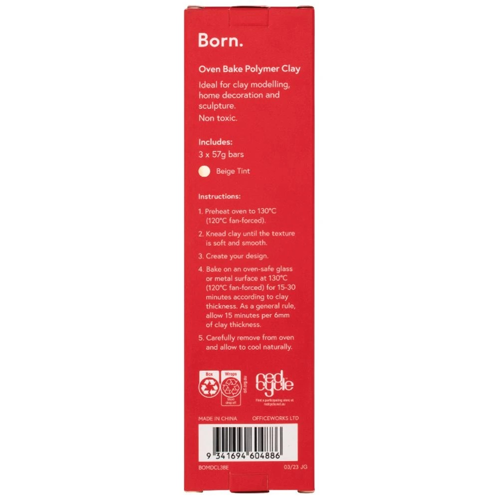 2 Born Oven Bake Polymer Clay Beige 3 Pack, 2 of 4