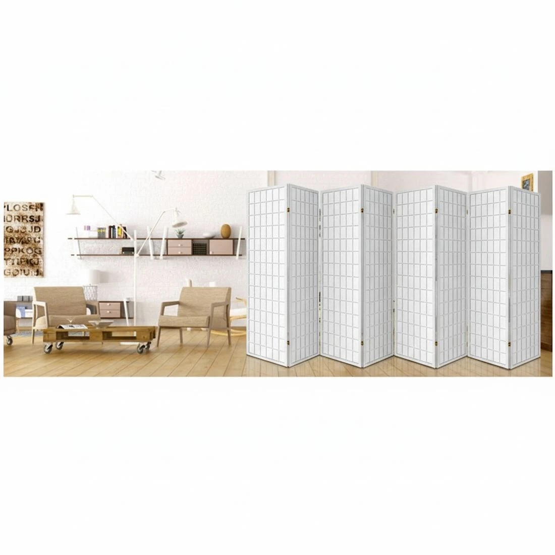 6 Artiss 8 Panel Room Divider Screen 348x179cm - White, 6 of 7
