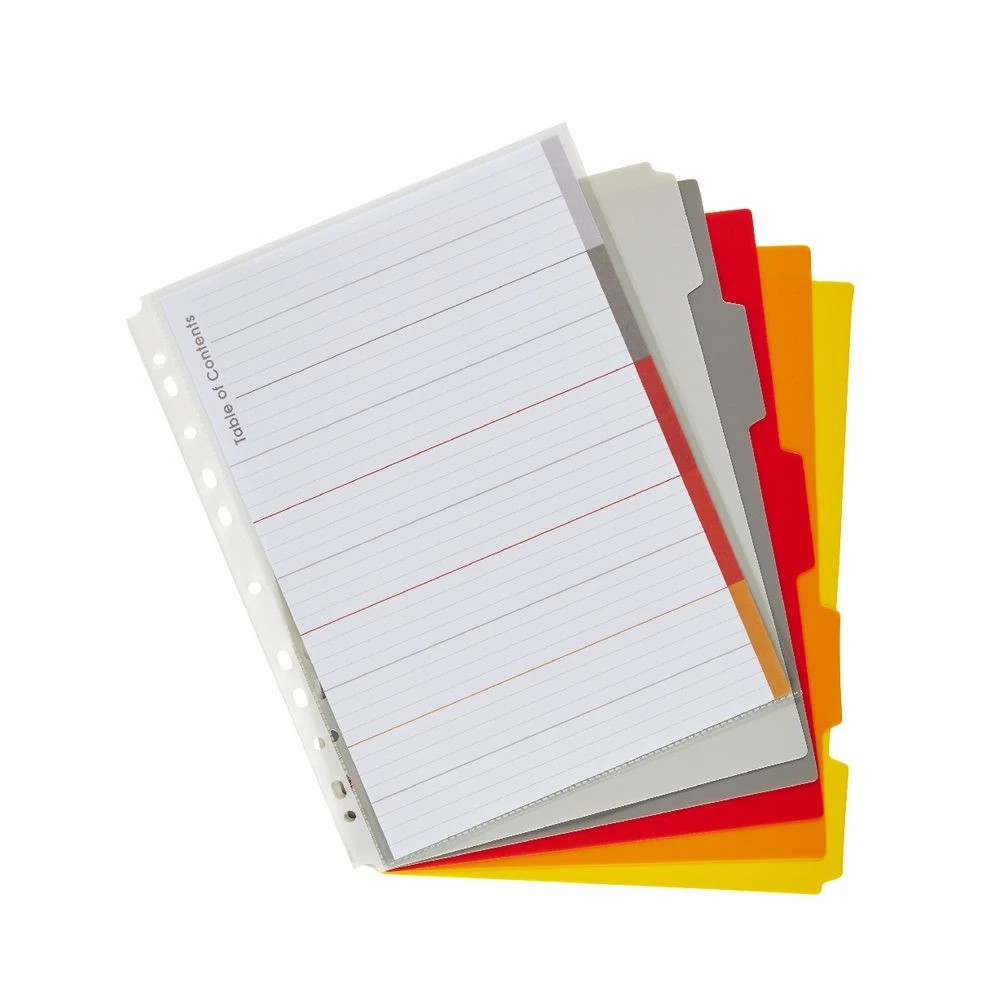 4 J.Burrows A4 Premium 5 Tab Index Dividers Hot Colours, 4 of 4