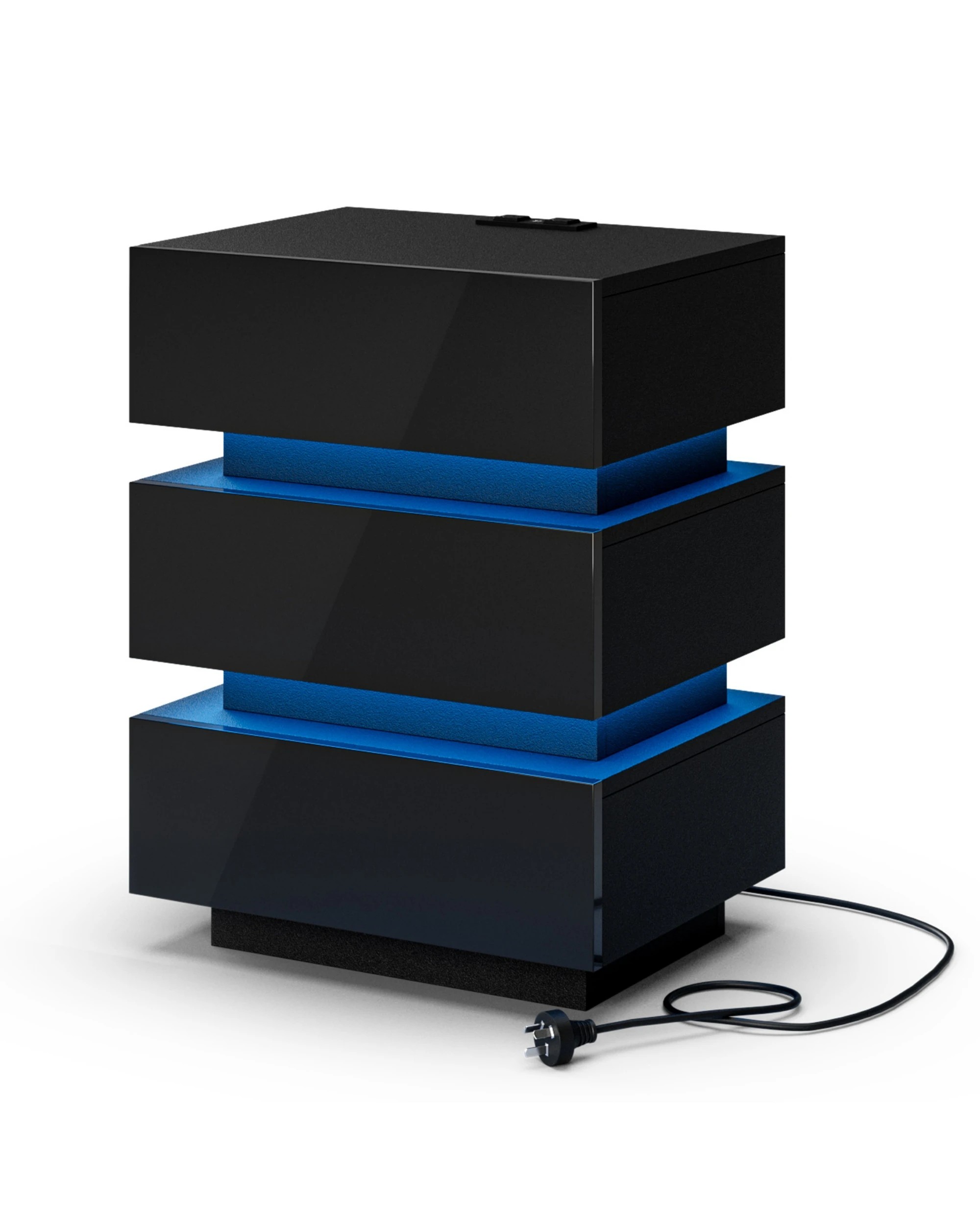 6 Advwin 2x Bedside Table 3 Drawers With with Charging Station & LED Light - Black, 6 of 7