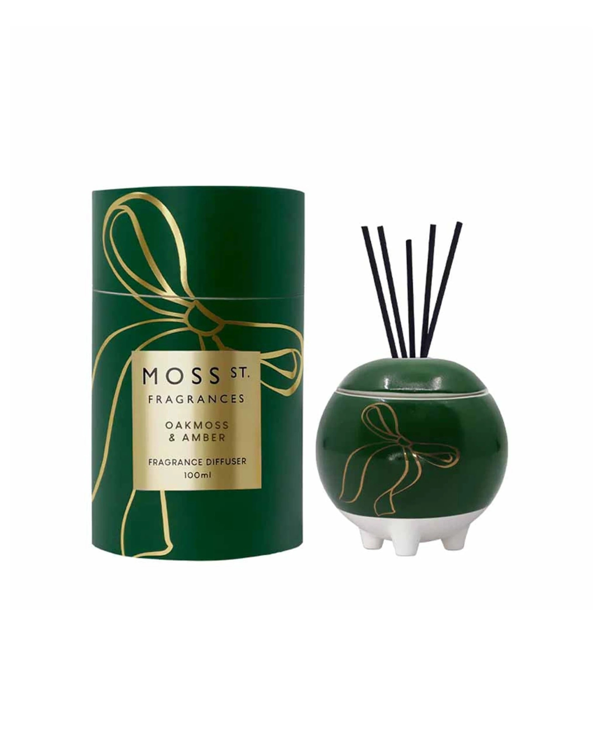 1 Moss St Fragrances Oakmoss Amber Mini Ceramic Diffuser 100ml - Green, 1 of 2