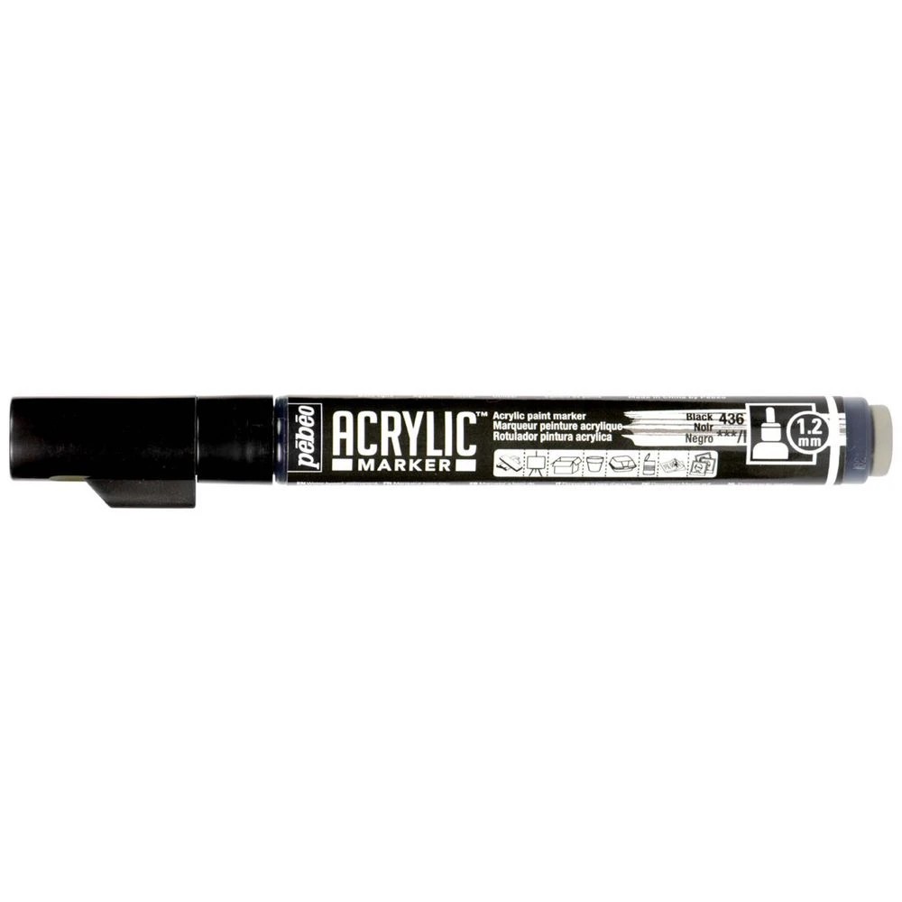 1 Pebeo Acrylic Paint Marker 1.2mm Black, 1 of 4