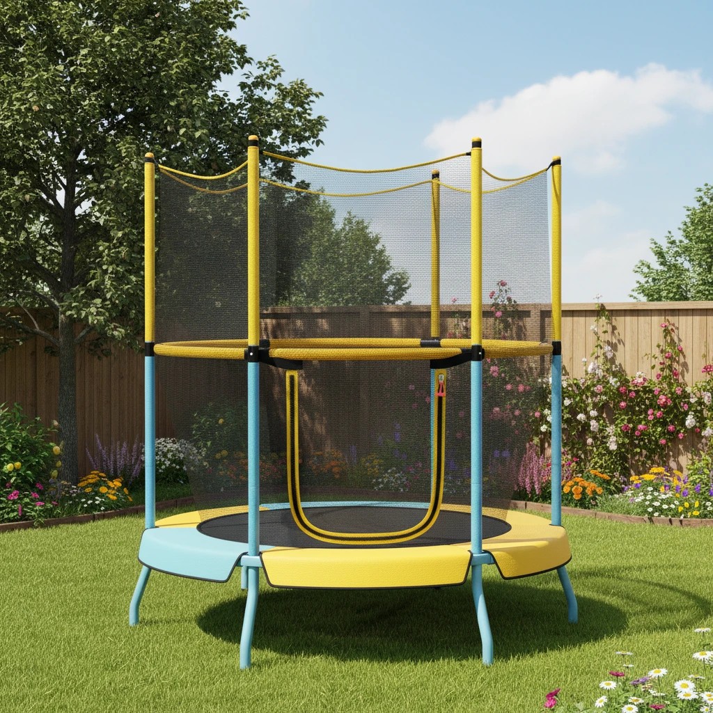 2 Costway Kids Trampoline w/360 Degree All-Round Security Enclosure Net Recreational Trampoline - Yellow, 2 of 3