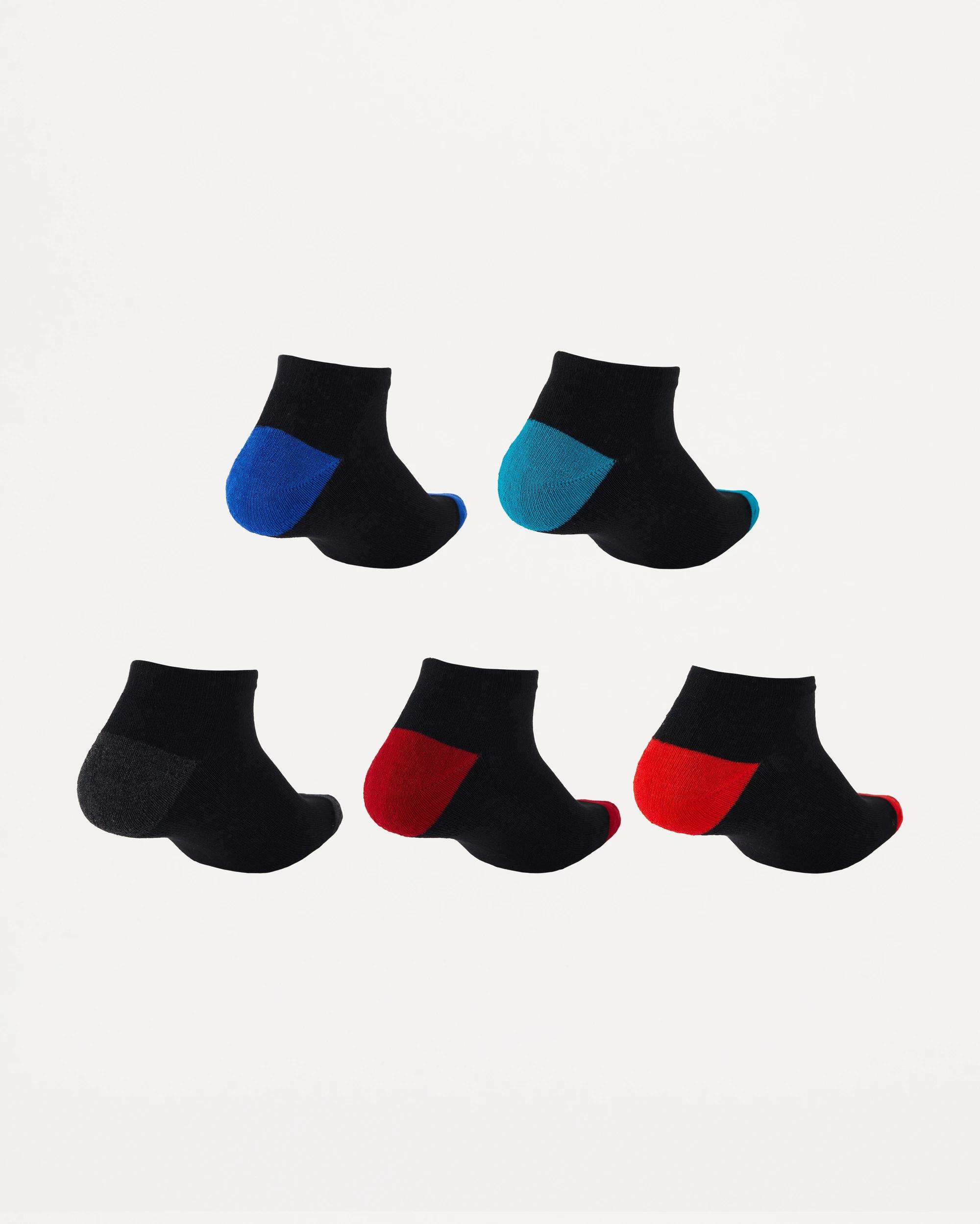 2 5 Pack Low Cut Sport Socks BLACK COLOUR HEEL, 2 of 3