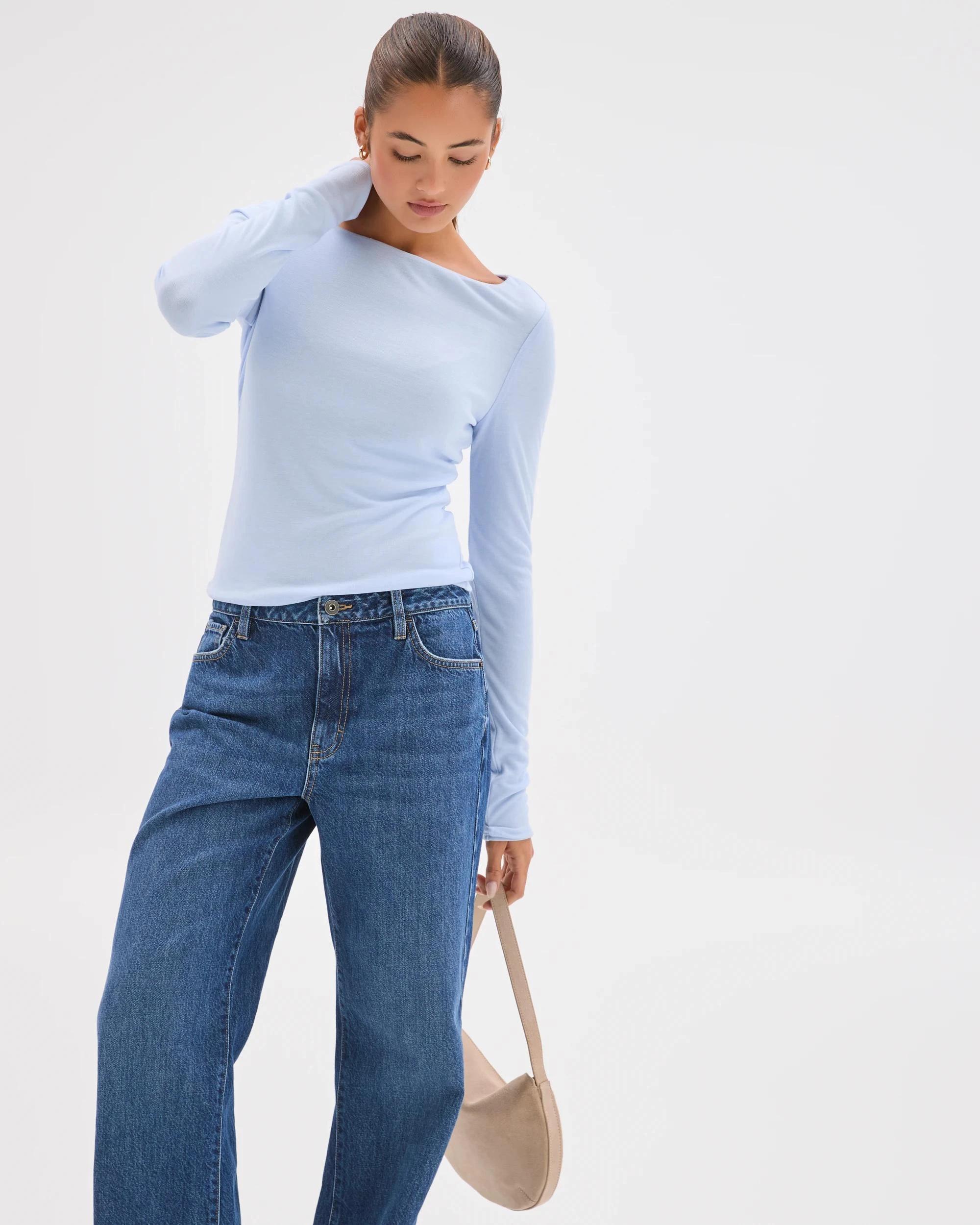 3 Lily Loves Double Layer Boat Neck Long Sleeve Top BABY BLUE, 3 of 7