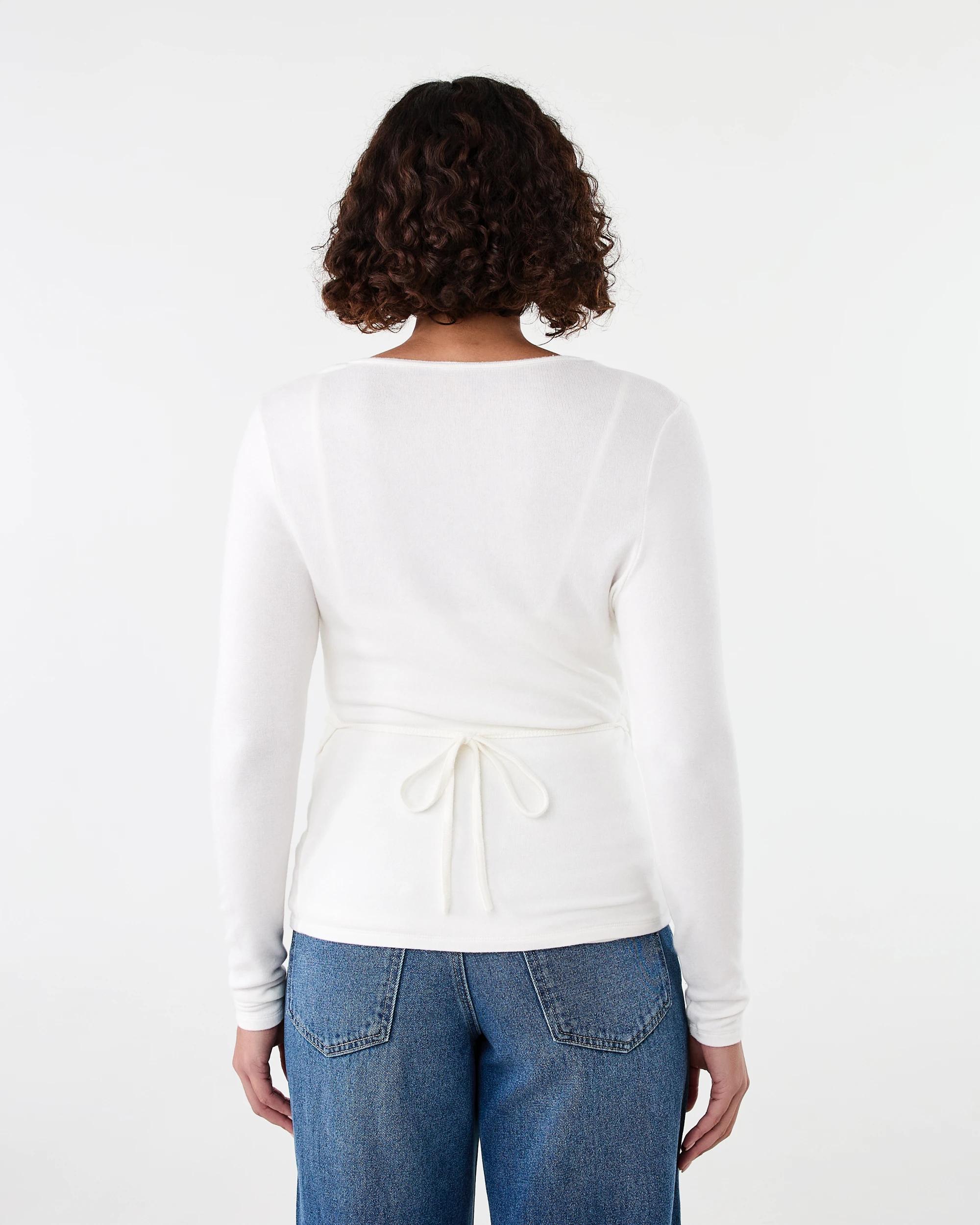 3 Long Sleeve Twofer Wrap Top Cld White, 3 of 7