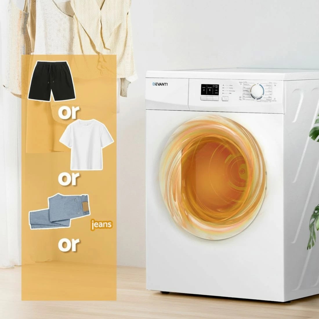 6 Devanti 7kg Tumble Dryer Vented 15 Auto Programs Freestanding - White, 6 of 8