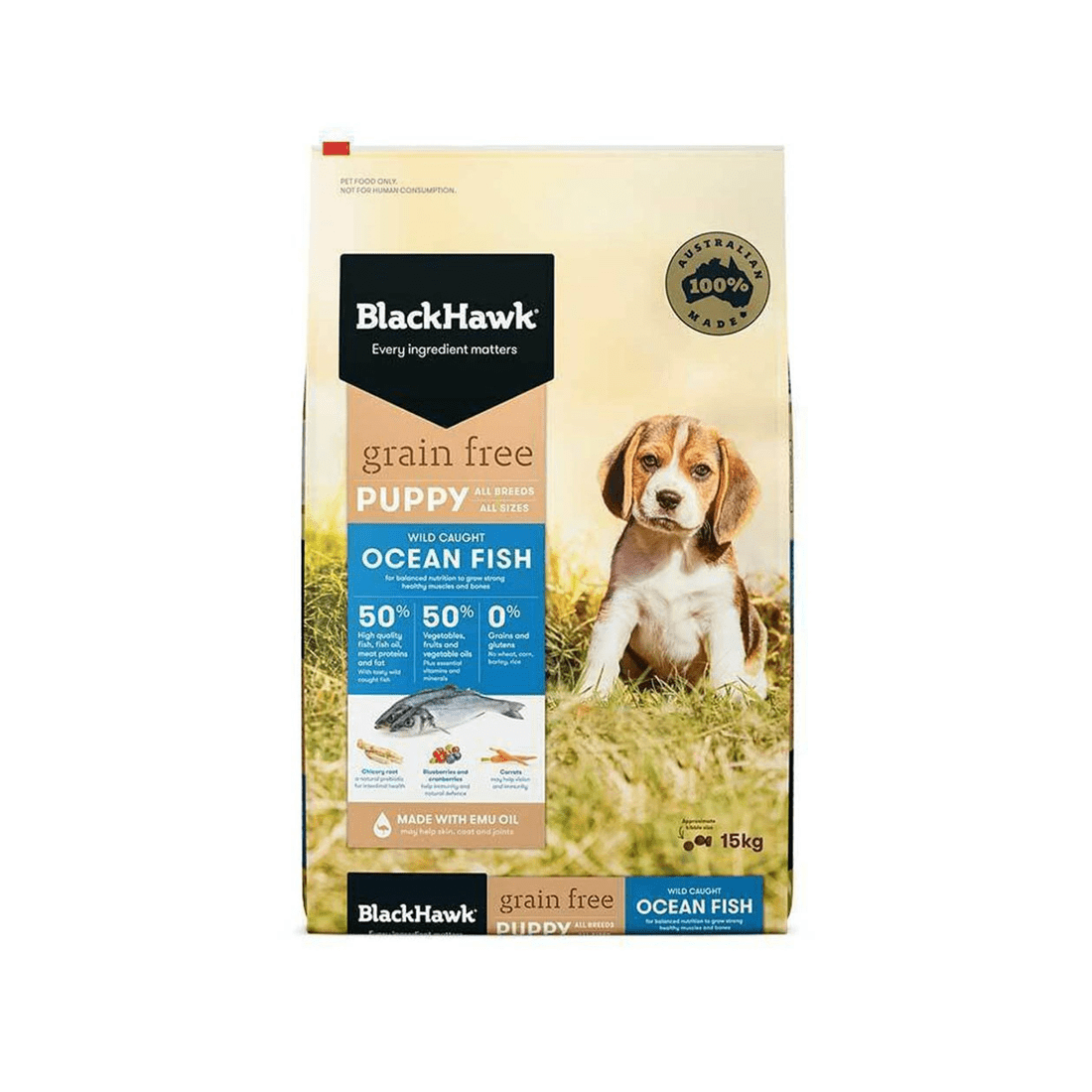1 Black Hawk Grain Free Ocean Fish Puppy Dog Food 15kg, 1 of 2