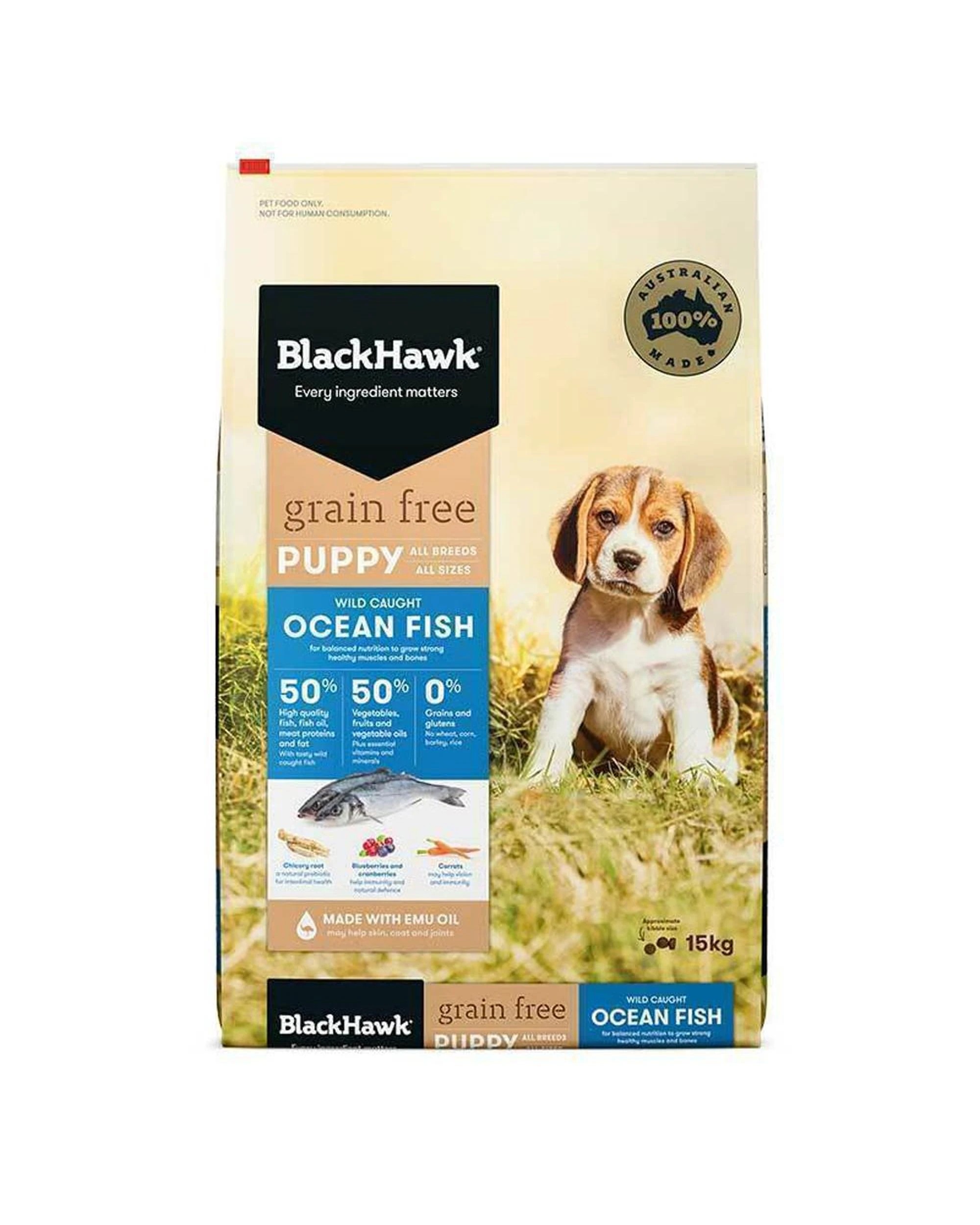 1 Black Hawk Grain Free Ocean Fish Puppy Dog Food 15kg, 1 of 2