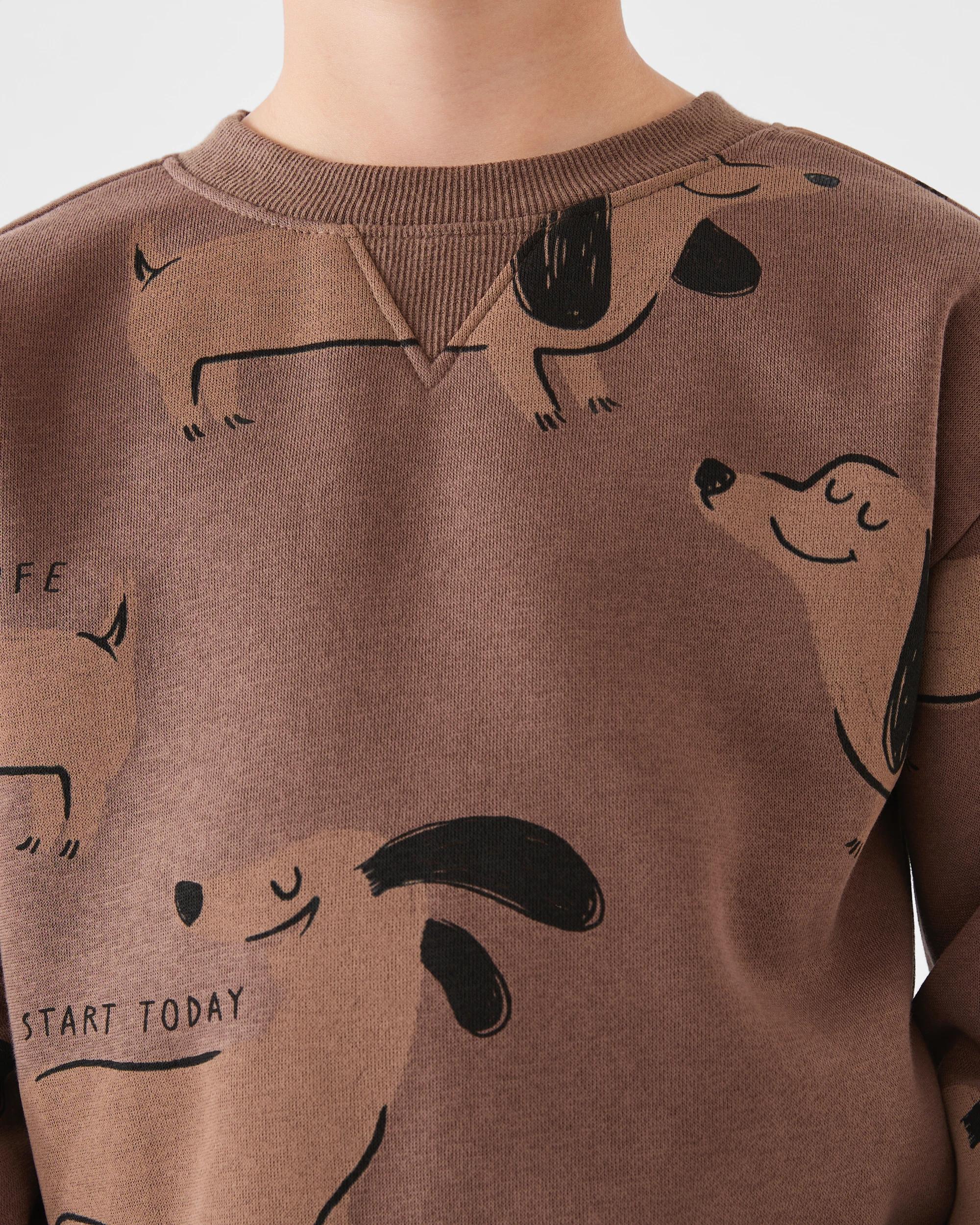 3 All Over Print Crew Neck Sweatshirt Brn Dog, 3 of 5