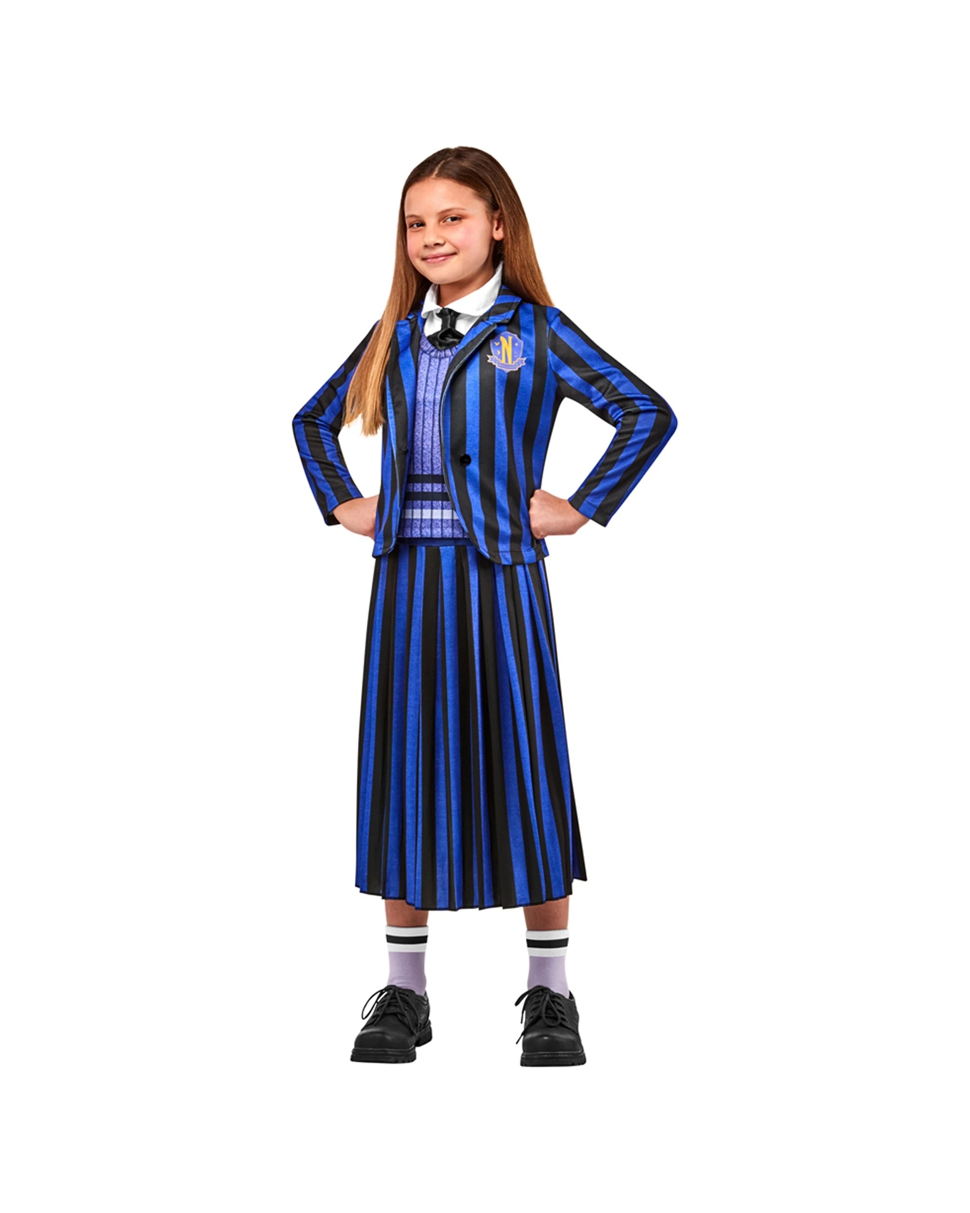 3 Wednesday Nevermore Academy Uniform Costume Dress Up Party Xl Girls Outfit - Blue, 3 of 5