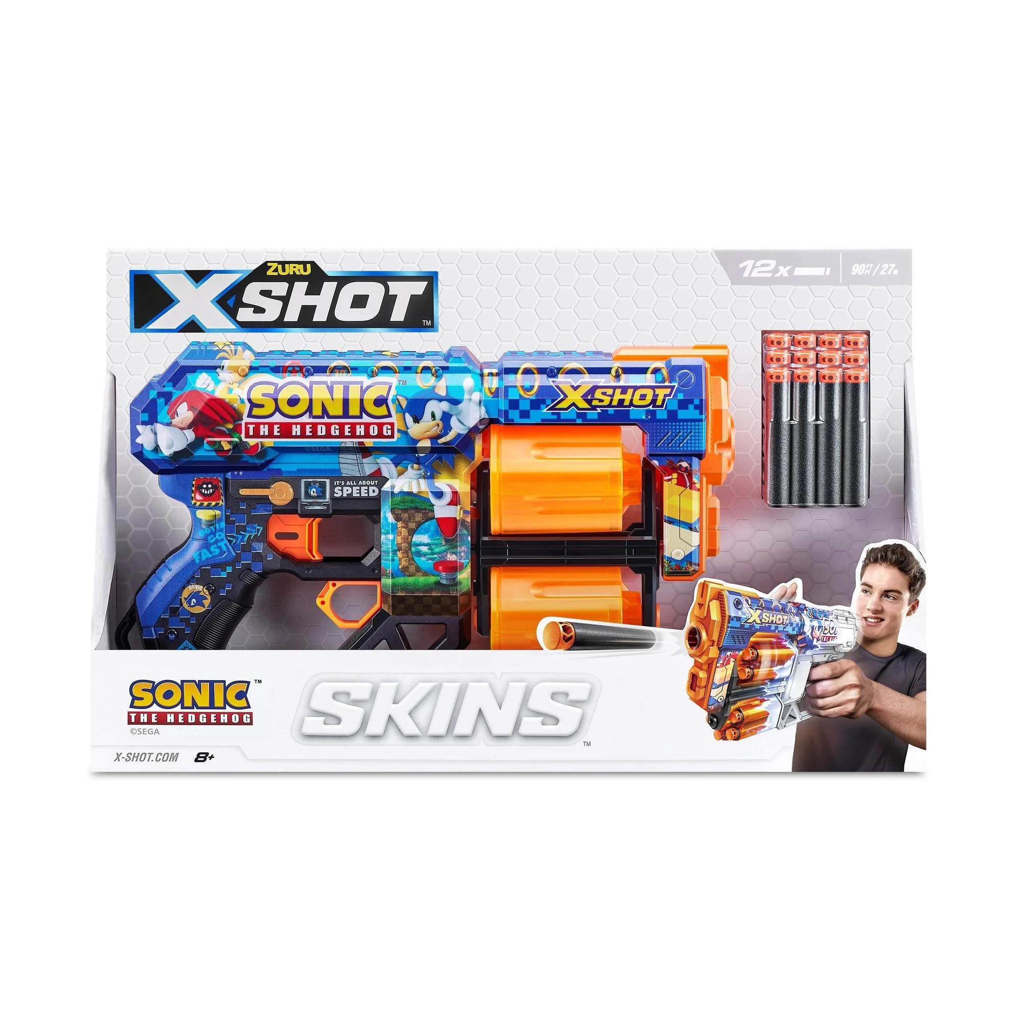 1 XSHOT Skins Sonic Dread Blaster (12 Darts) - Blue, 1 of 10
