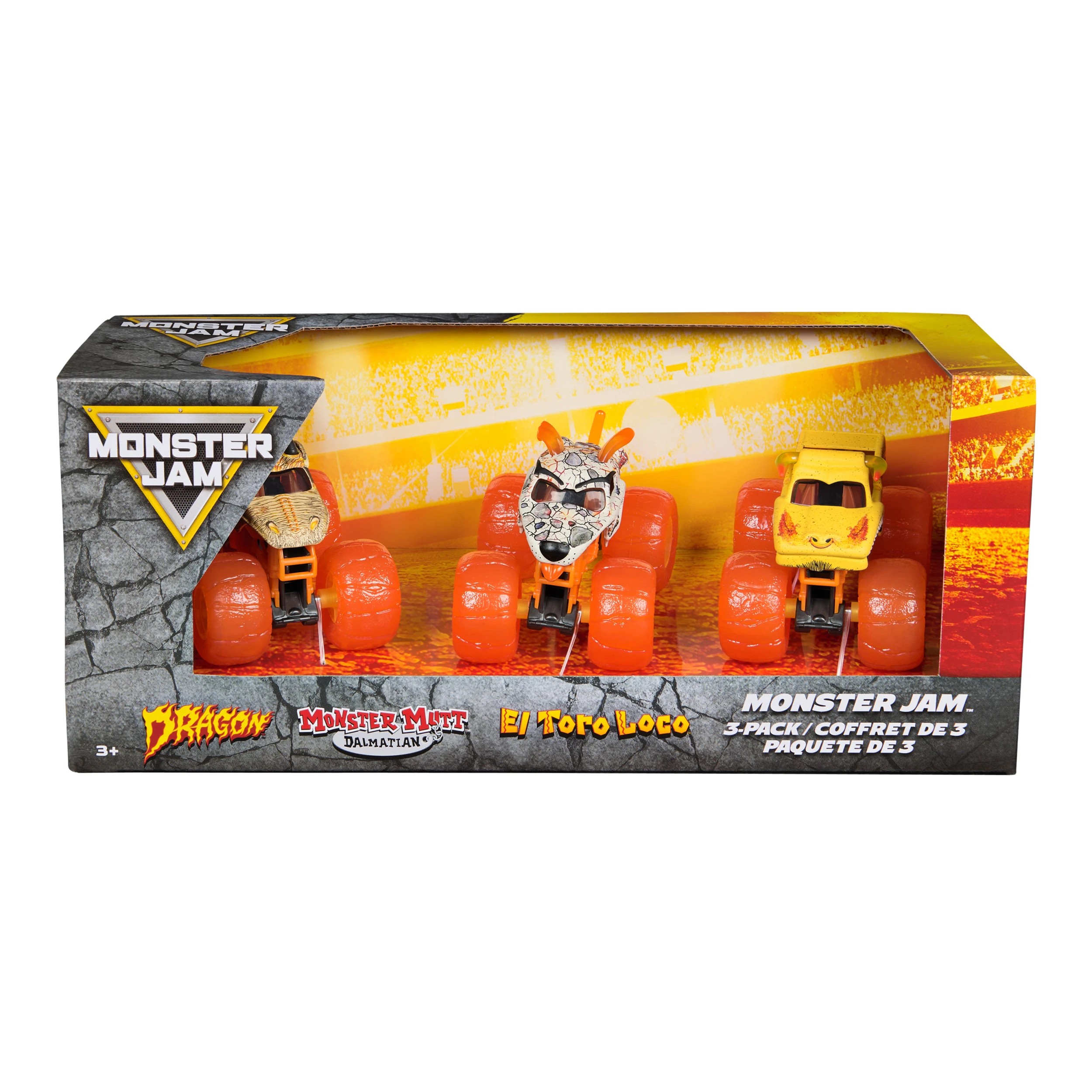 1 Monster Jam Earth Set: Official El Toro Loco , Dalmatian , Dragon 1:64 Scale Die - Cast Monster Trucks 3 Pack - Multi, 1 of 4