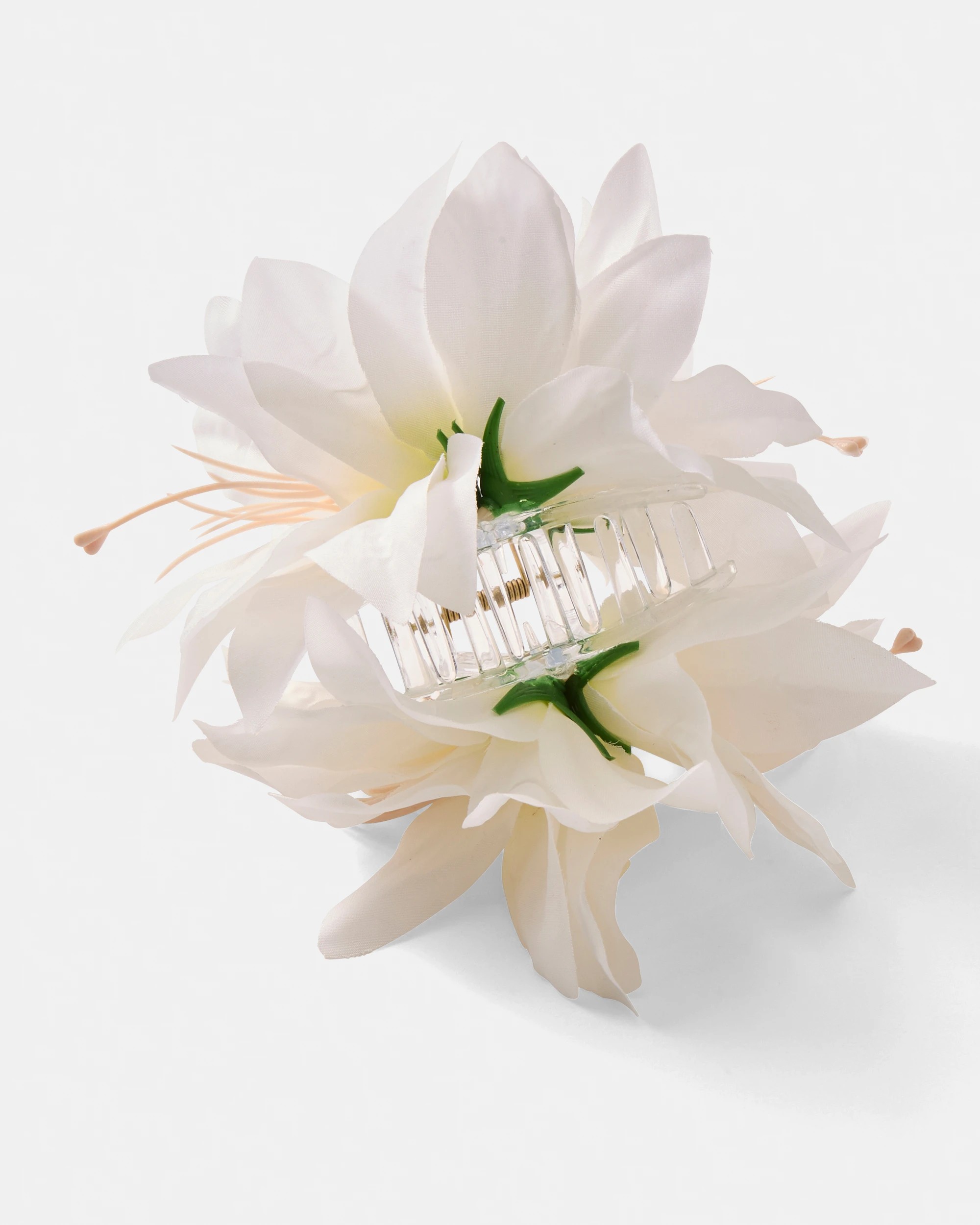 2 White Oversize Fabric Flower Claw Hair Clip, 2 of 4