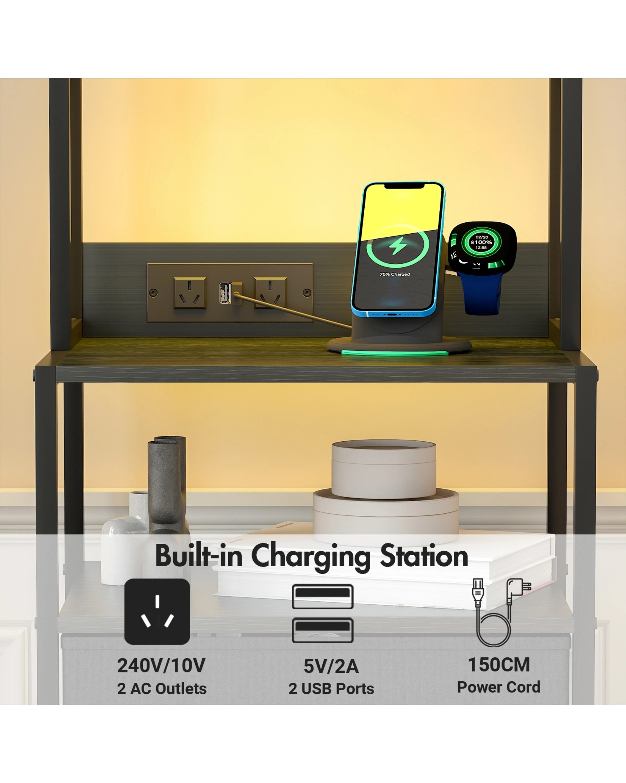 9 Advwin Led Bedside Table With Charging Station 3 Fabric Drawers Nightstand
 - Black, 9 of 9