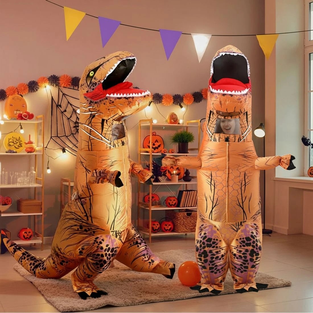 4 Inflatable Dinosaur Costume T-Rex Adult Suit Blow Up Party Fancy Dress Halloween - Brown, 4 of 4