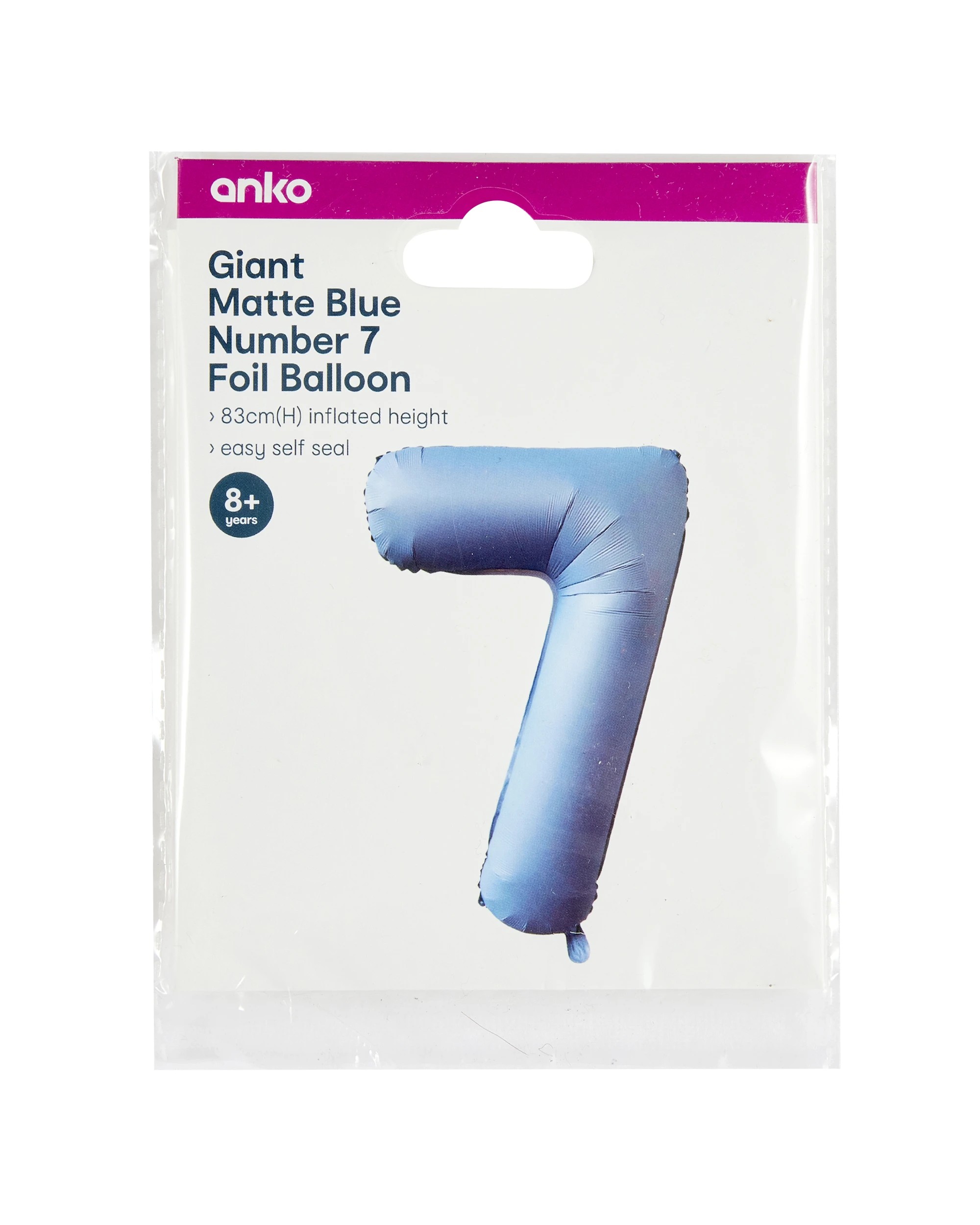 5 Giant Matte Blue Number 7 Foil Balloon, 5 of 5