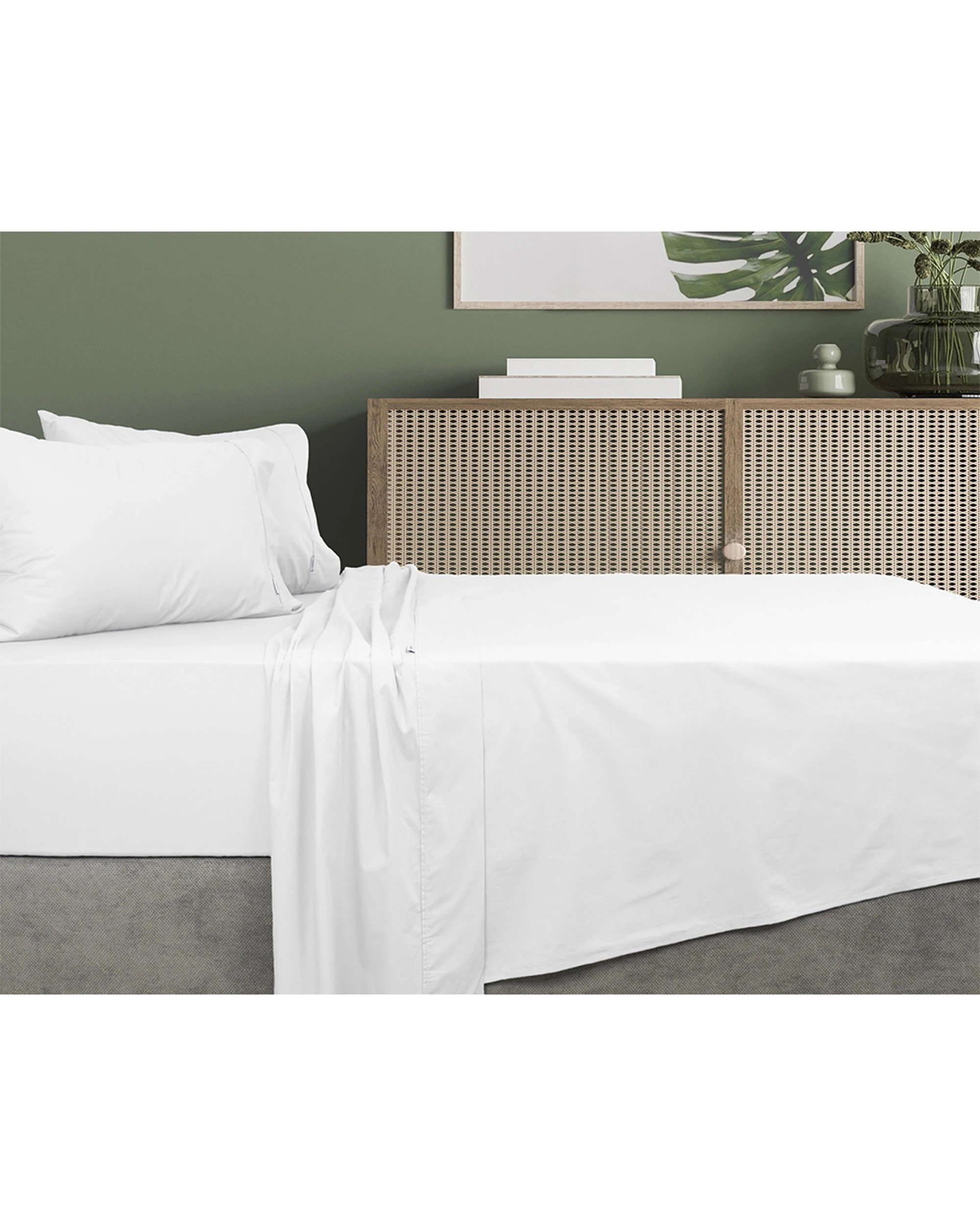 1 Algodon 500TC Organic Cotton Fitted Bedding Bed Sheet Set - King Bed - White, 1 of 5