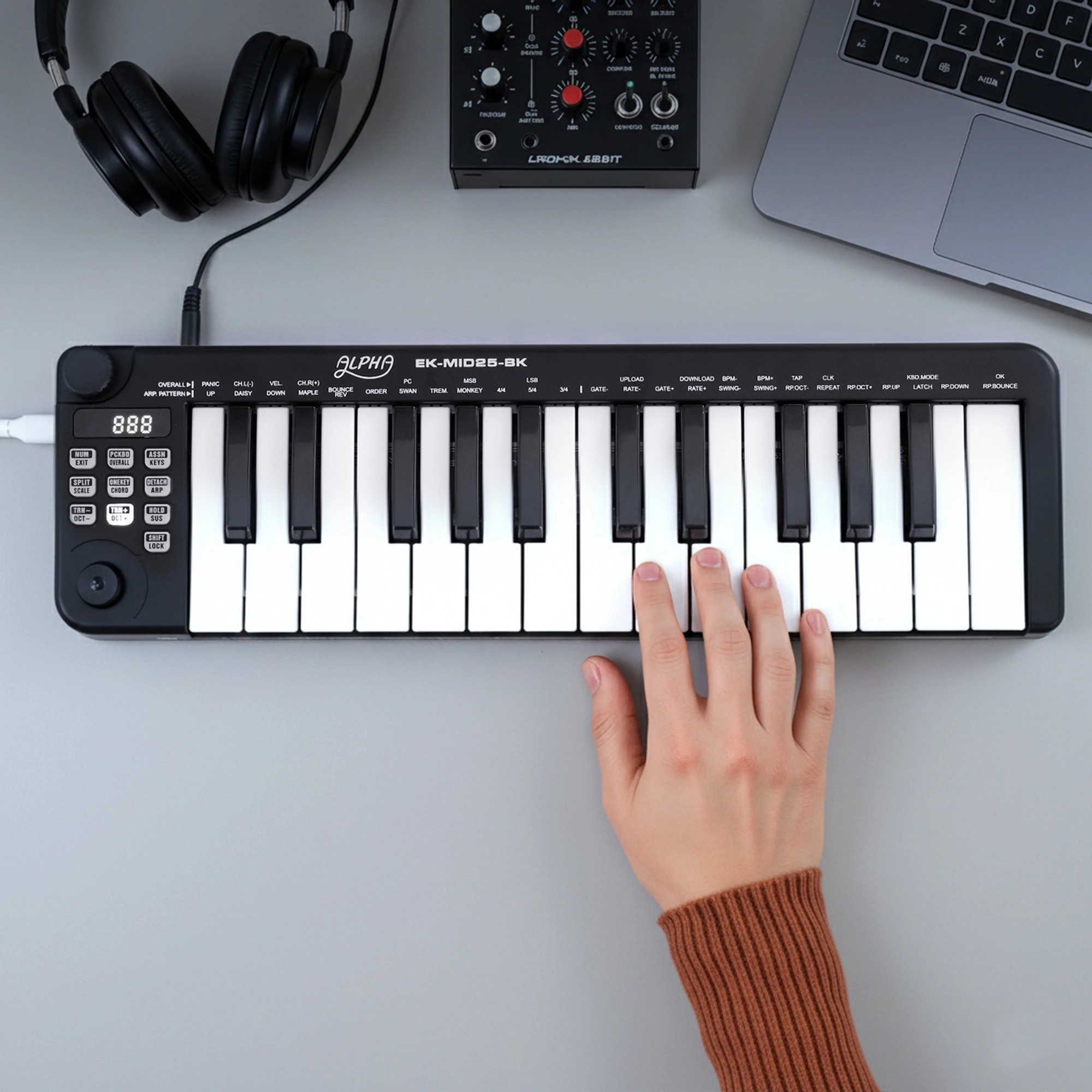 4 Alpha 25-Key MIDI Keyboard Controller Portable Piano USB Laptop - Black, 4 of 7