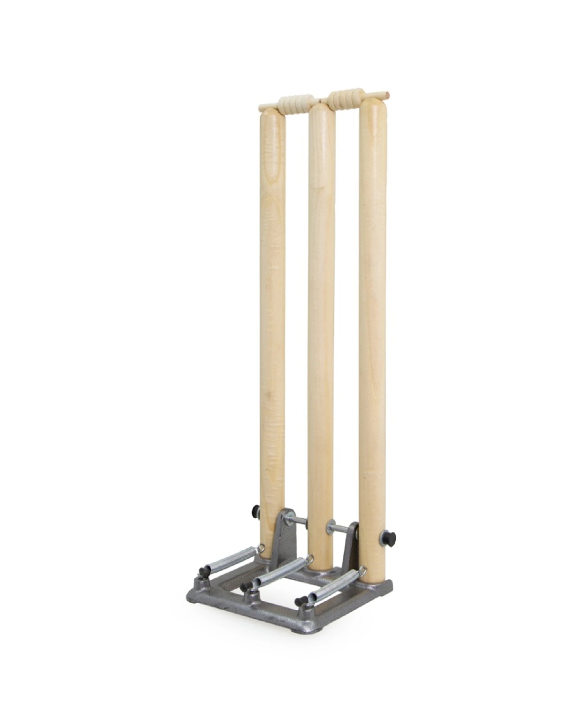 5 Victor Sports Cricket Stumps Wood Spring Loaded With Sturdy Metal Base - Natural, 5 of 5