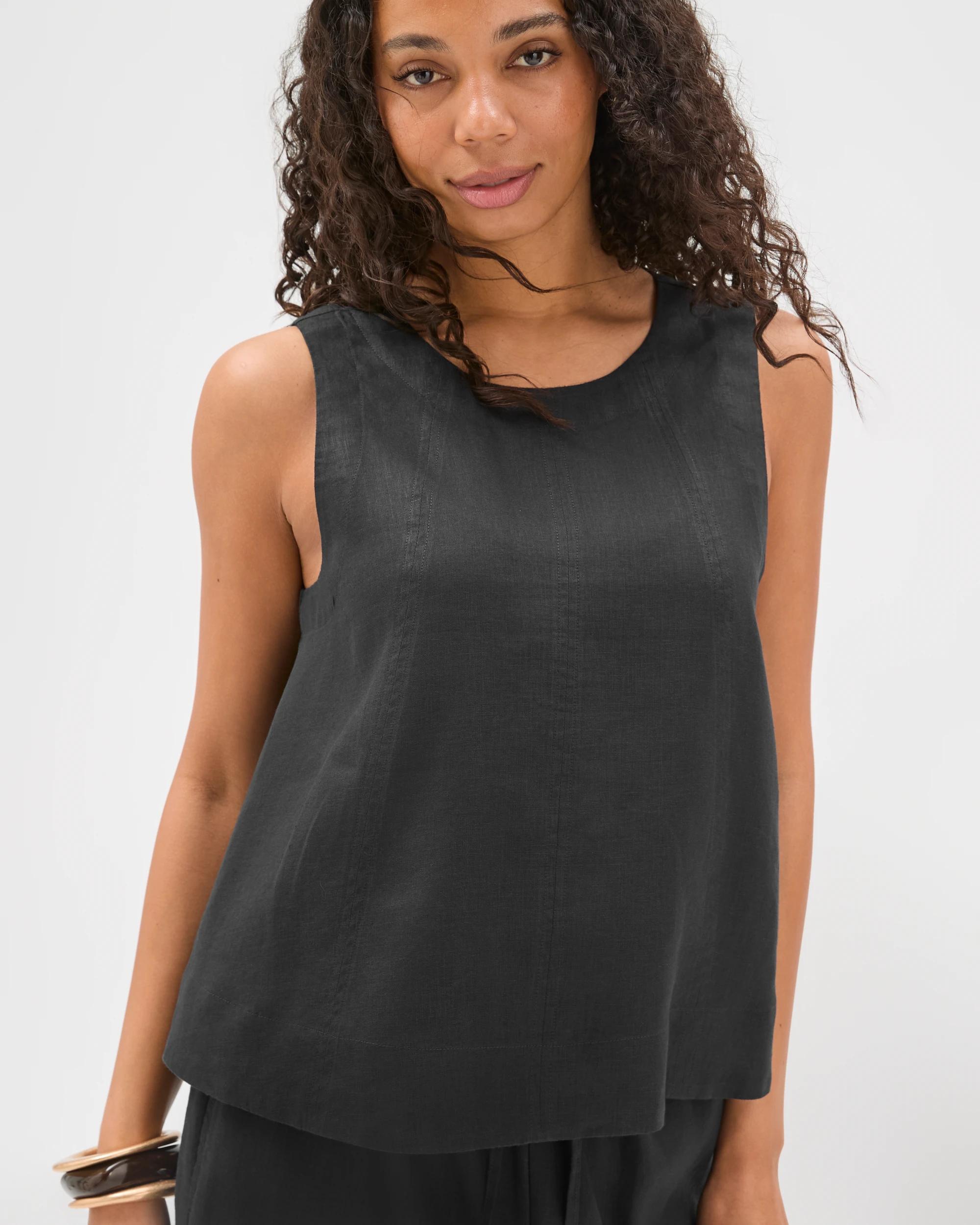 4 Target Woman European Linen Swing Tank Top BLACK, 4 of 7