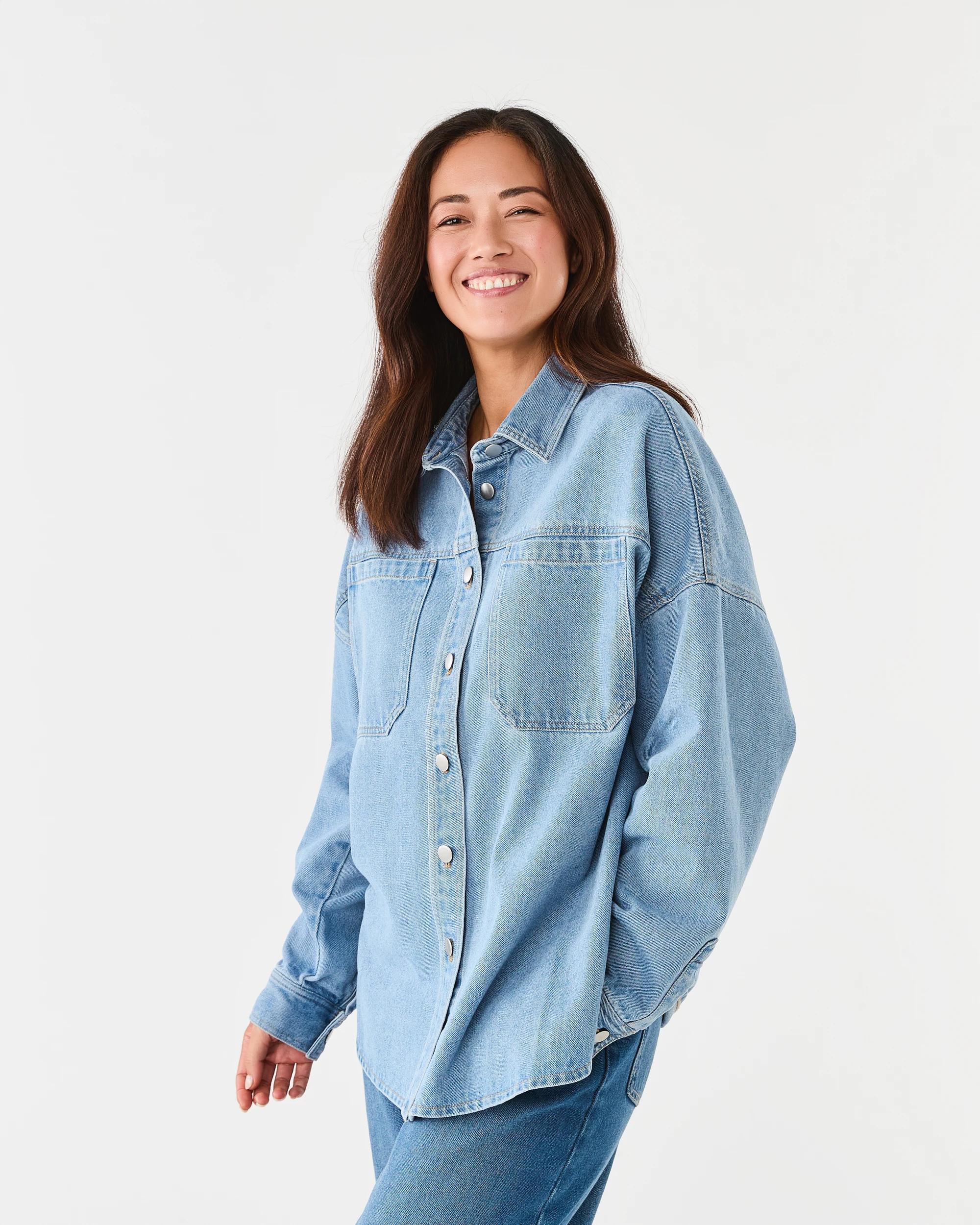 2 Long Sleeve Denim Shirt Light Wash, 2 of 5