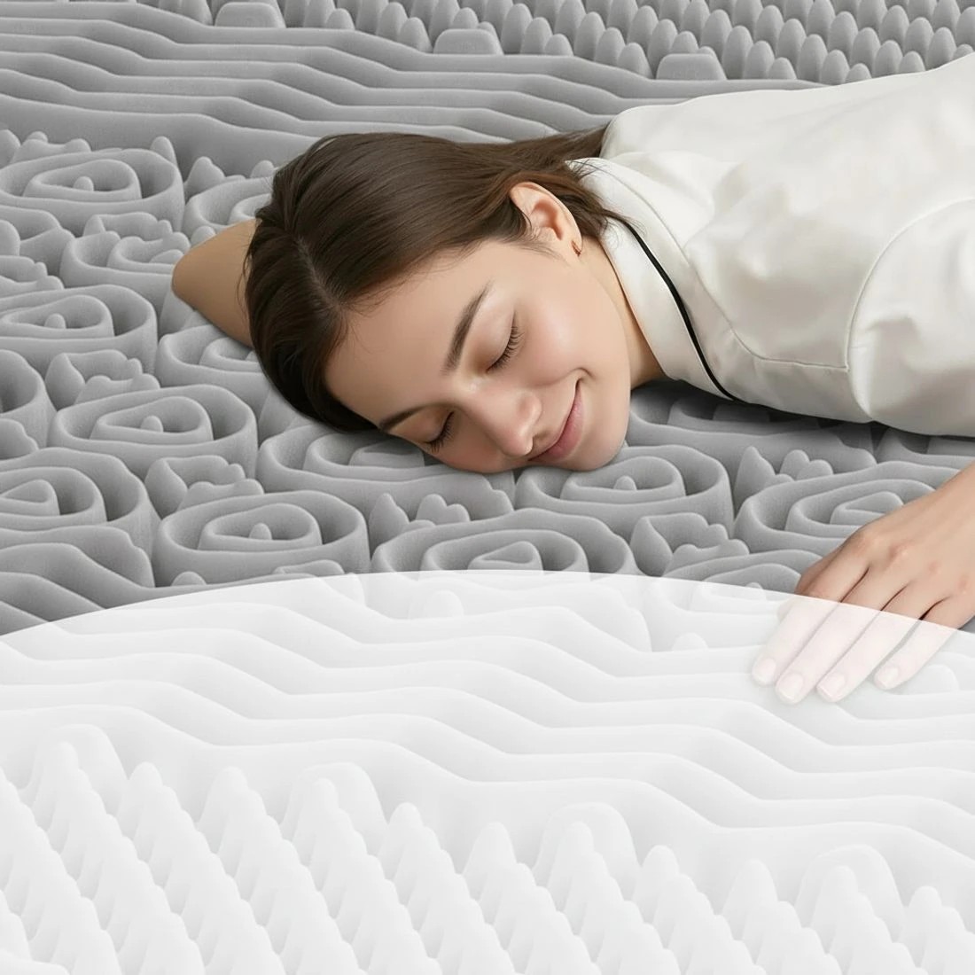 8 Giselle Bedding 8cm Memory Foam Mattress Topper 7-Zone Graphite King - King Bed - Grey, 8 of 9