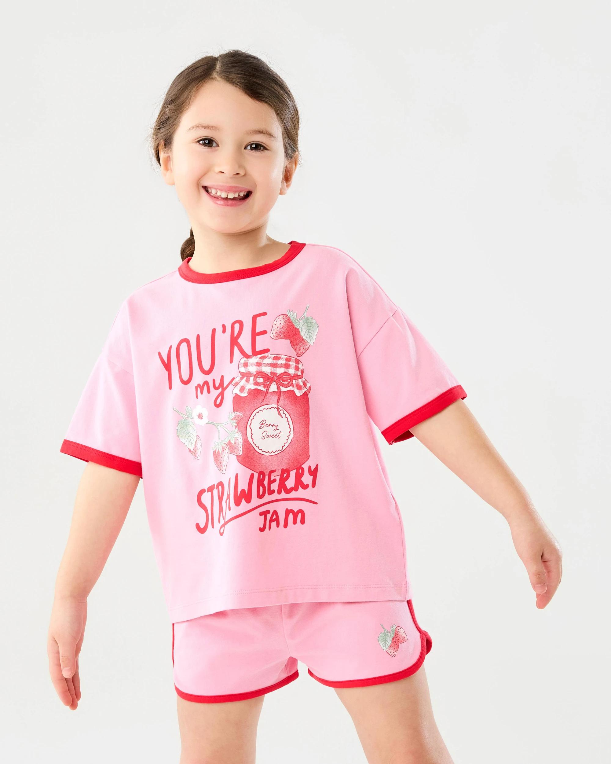 1 Short Sleeve Lounge Pyjama Set Pnk Jam, 1 of 9
