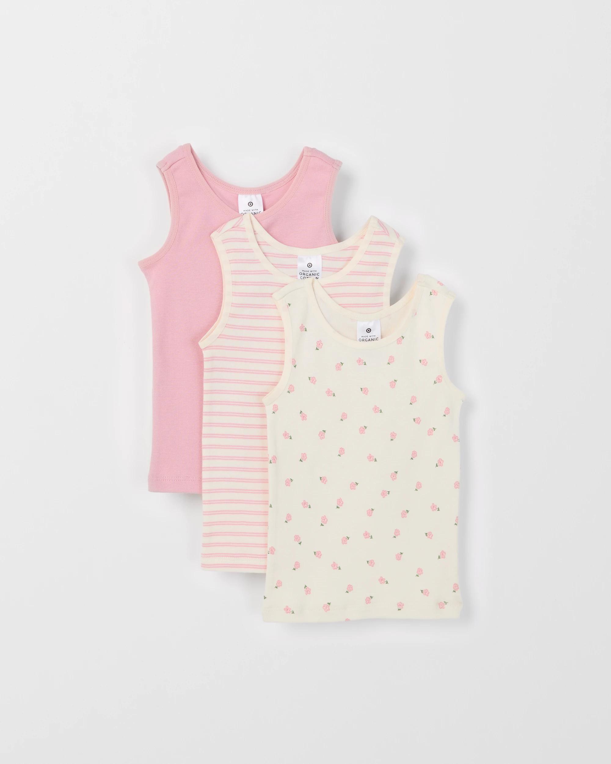 1 Target Baby Baby Organic Cotton 3 Pack Print Rib Vest DITSY FLORAL, 1 of 5