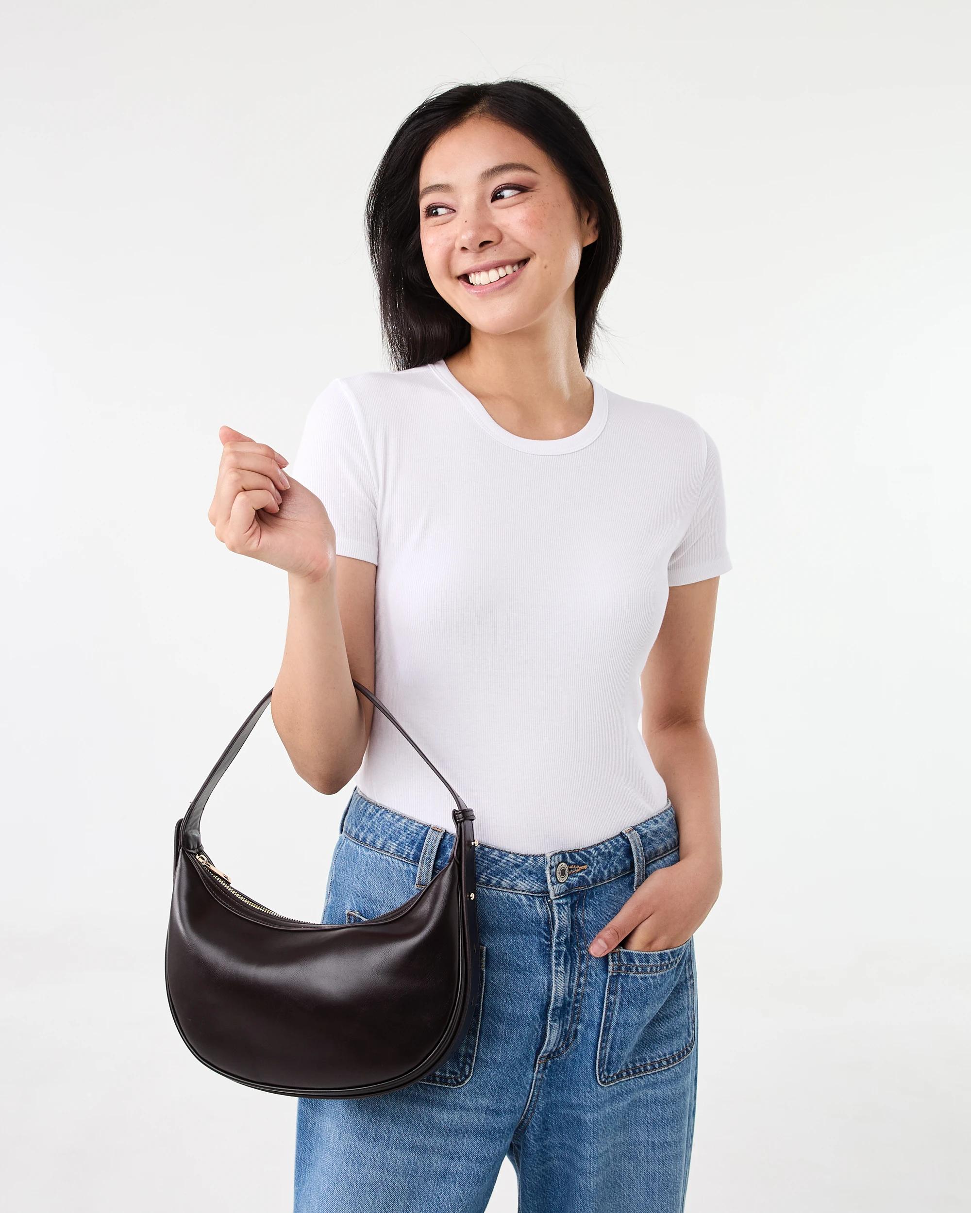 5 Everyday Crescent Crossbody Bag Deep Fudge, 5 of 6