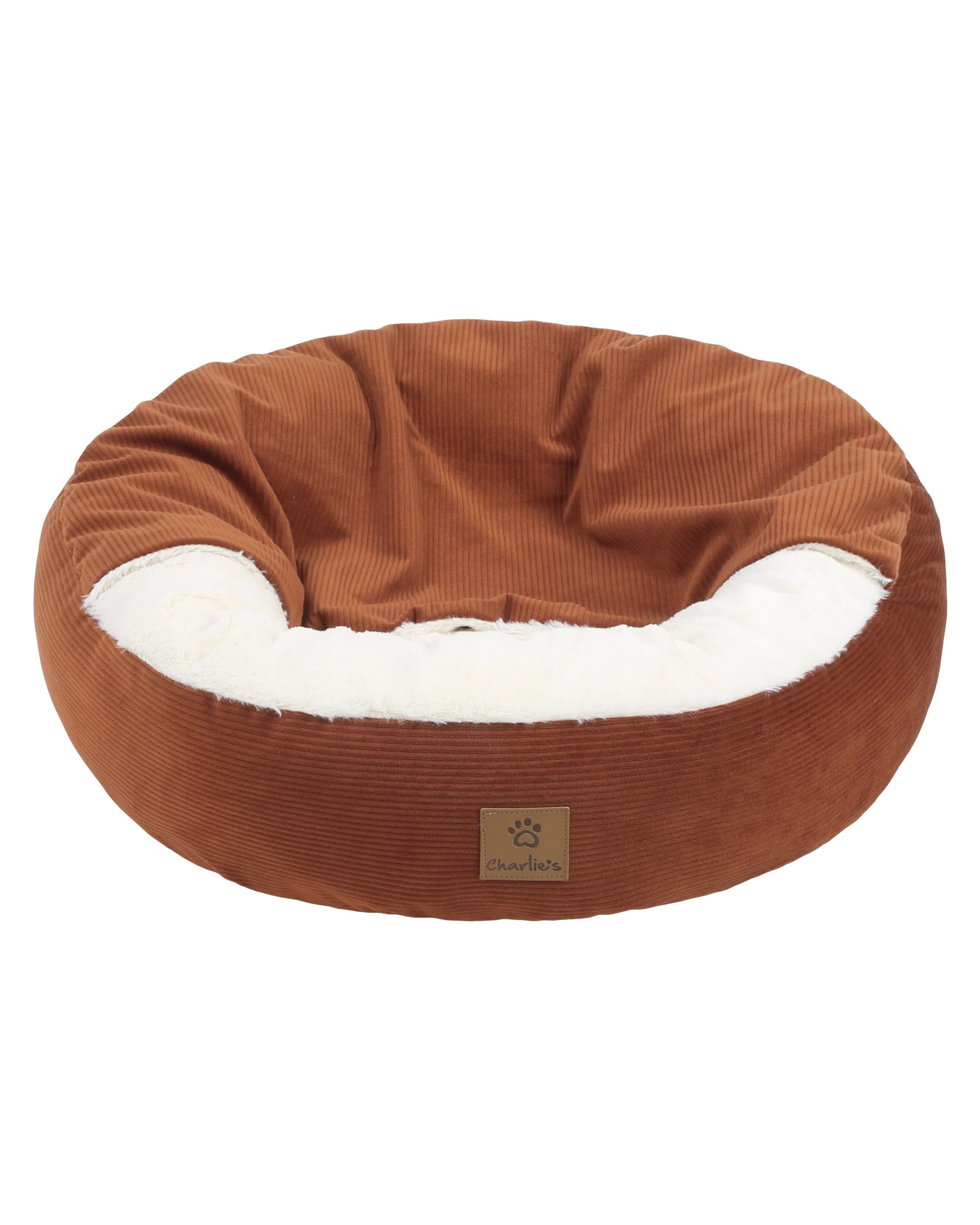 4 Charlie's Snookie Hooded Corduroy Calming Dog Bed Large - Terracotta, 4 of 9
